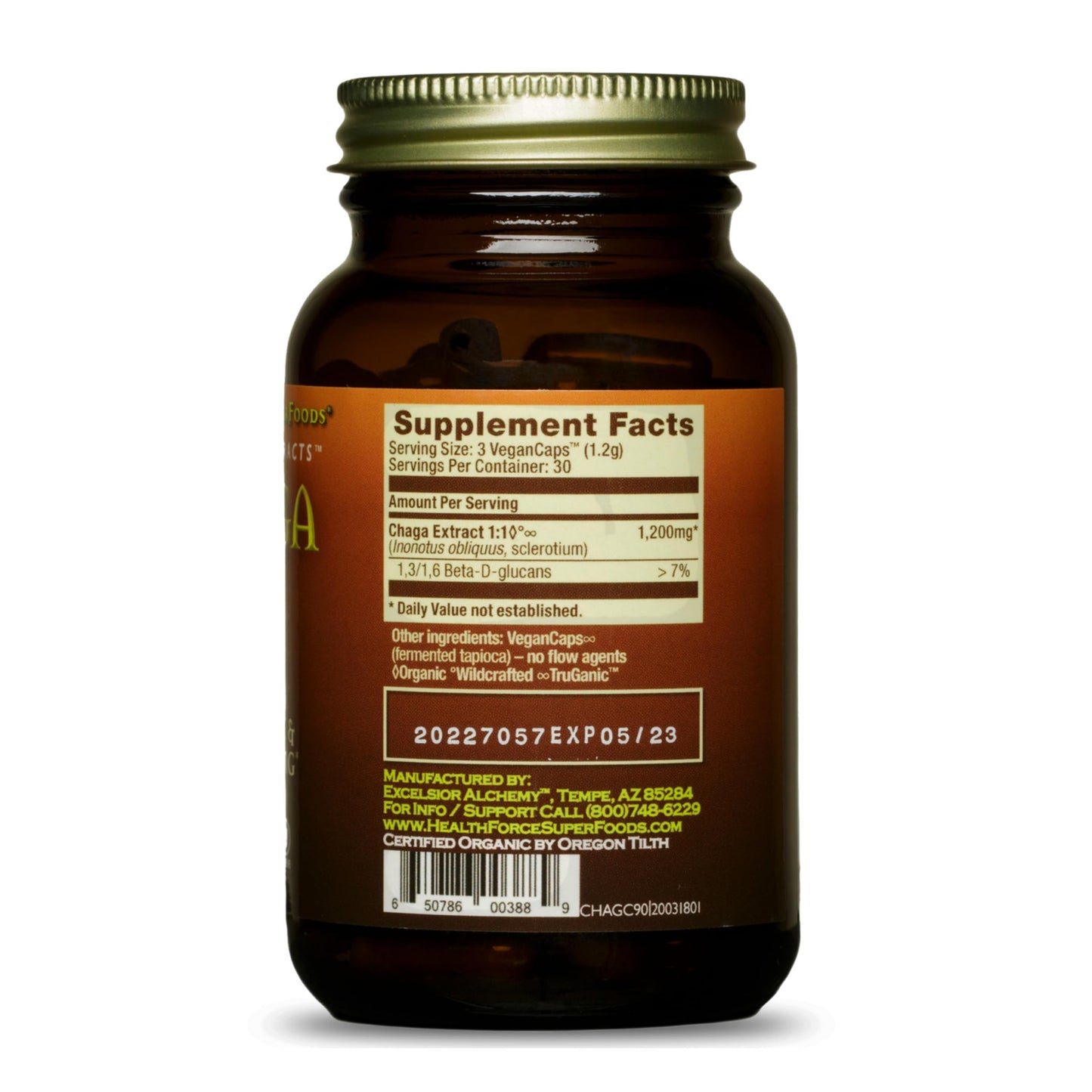 HEALTHFORCE SUPERFOODS Integrity Extracts Chaga Capsules 90 Count