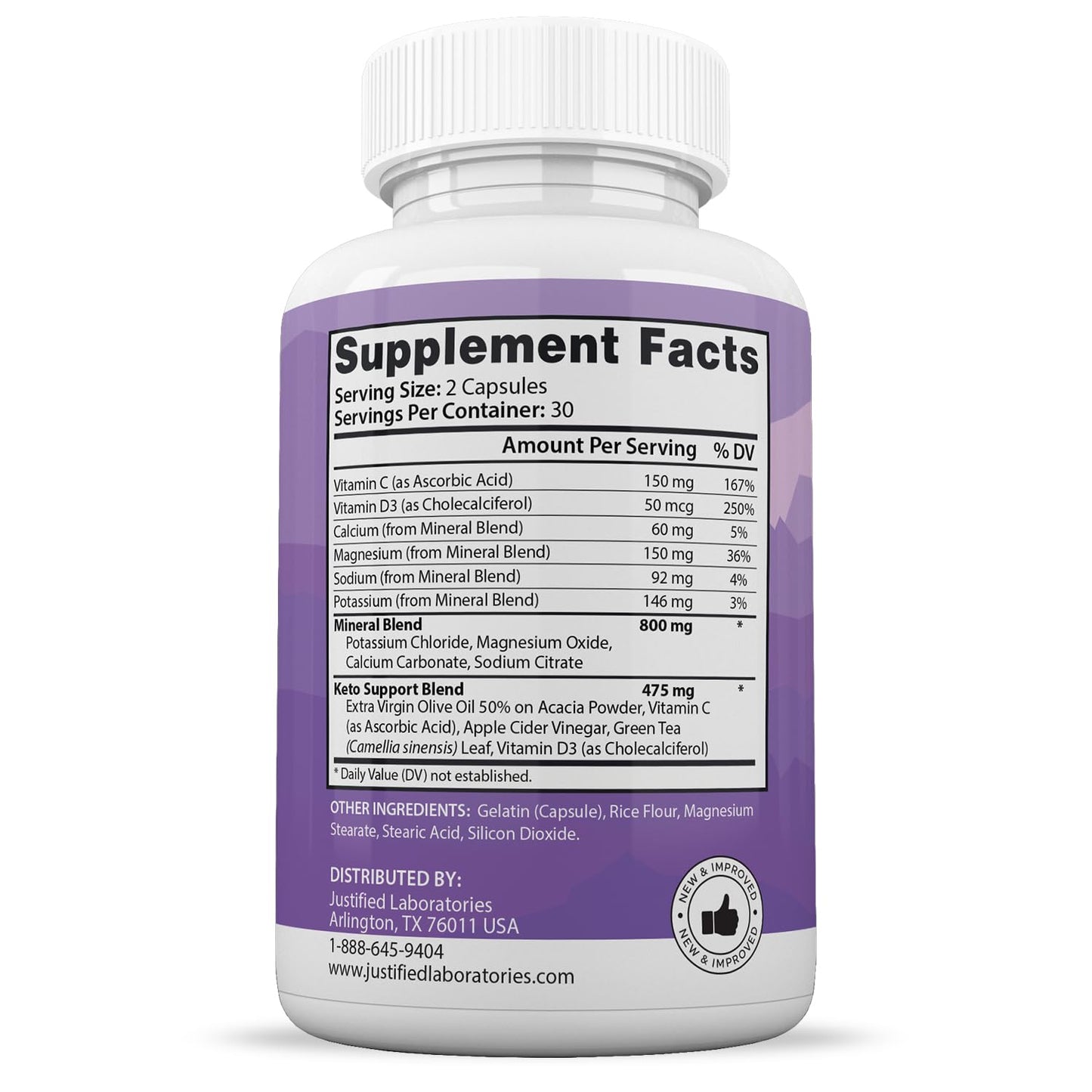 Justified Laboratories Ultra Fast Pure Keto Boost Pills 1275MG, 60 Capsules