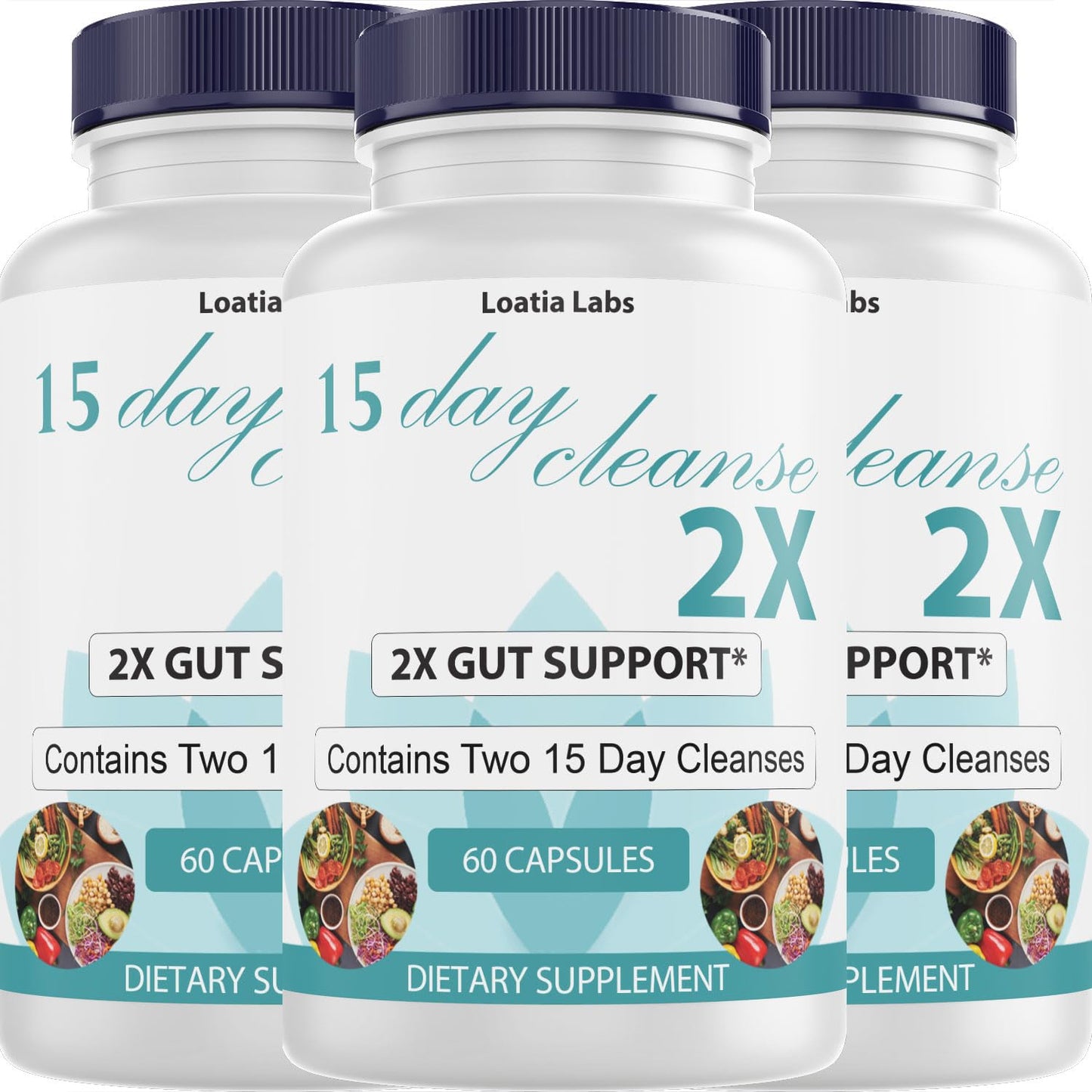 Loatia Labs 15 Day Cleanse 2X Double Gut & Colon Support Psyllium Husk Capsules 180