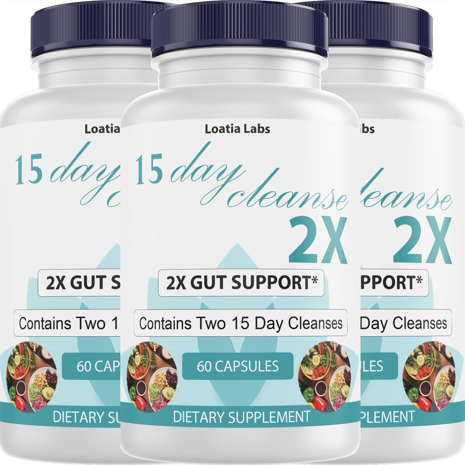 Loatia Labs 15 Day Cleanse 2X Double Gut & Colon Support Psyllium Husk Capsules 180