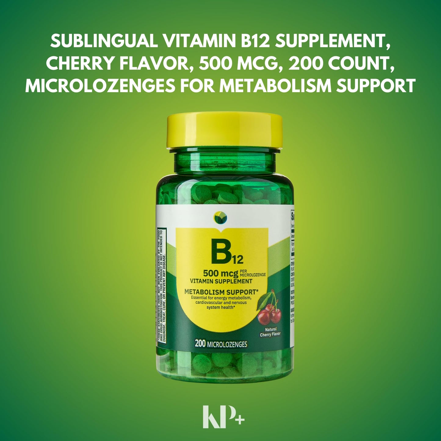 KP+ Vitamin B12 500 mcg Vitamin Supplement Tablets, 200 Count