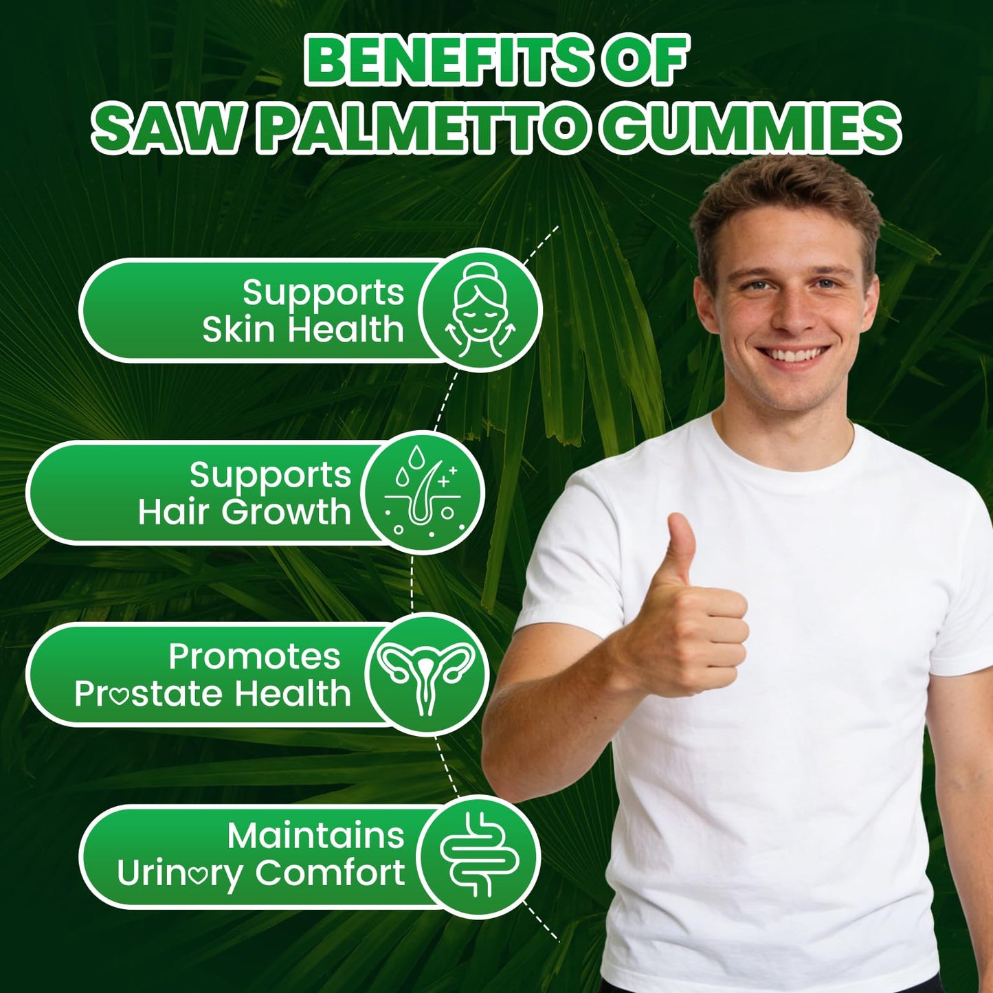 Mchokuu Saw Palmetto Gummies 600mg, Raspberry Flavor, Sugar Free, Non-GMO, 120 Count