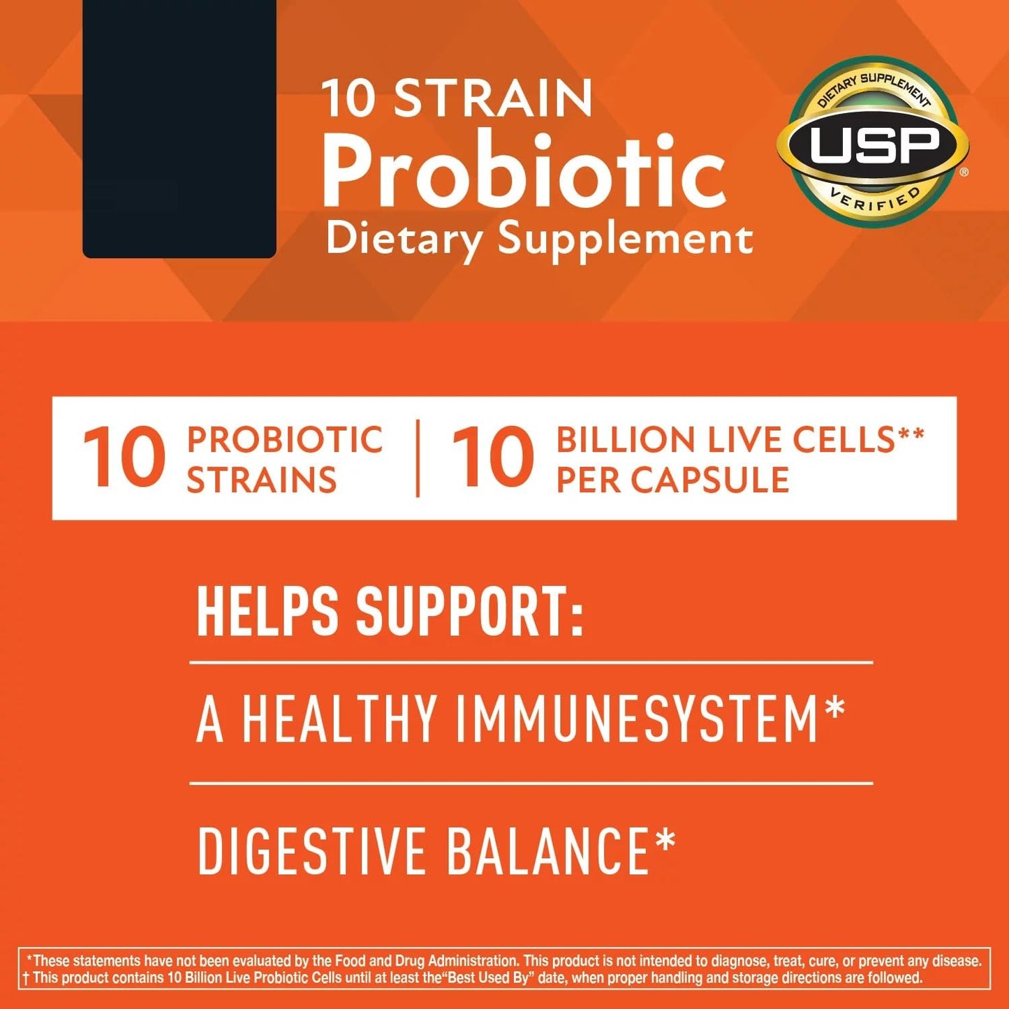 Generic 10-Strain Probiotic Digestive Care Supplement Capsules, 84 Count