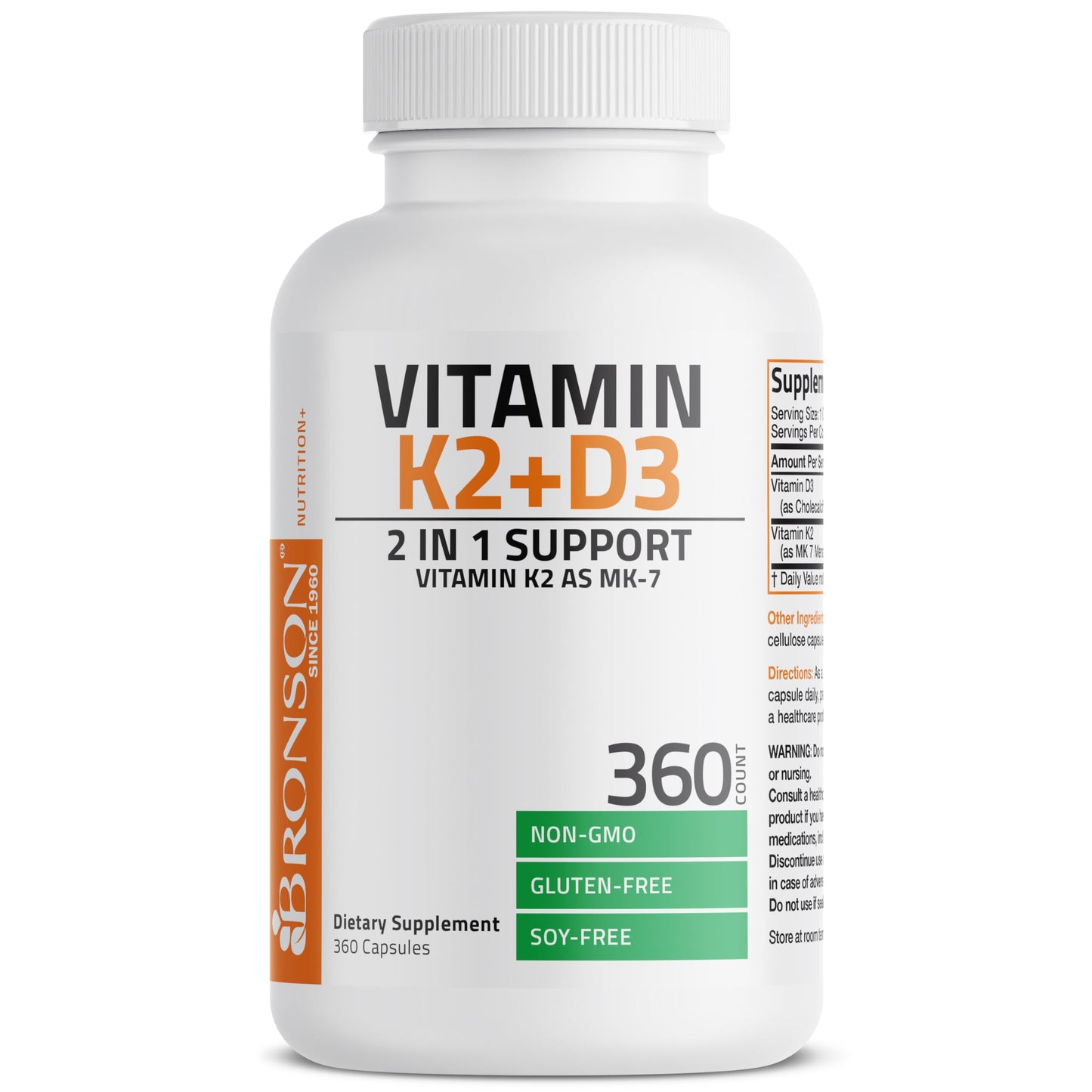 Bronson Vitamin K2 (MK7) with D3 Capsule, 360 Capsules