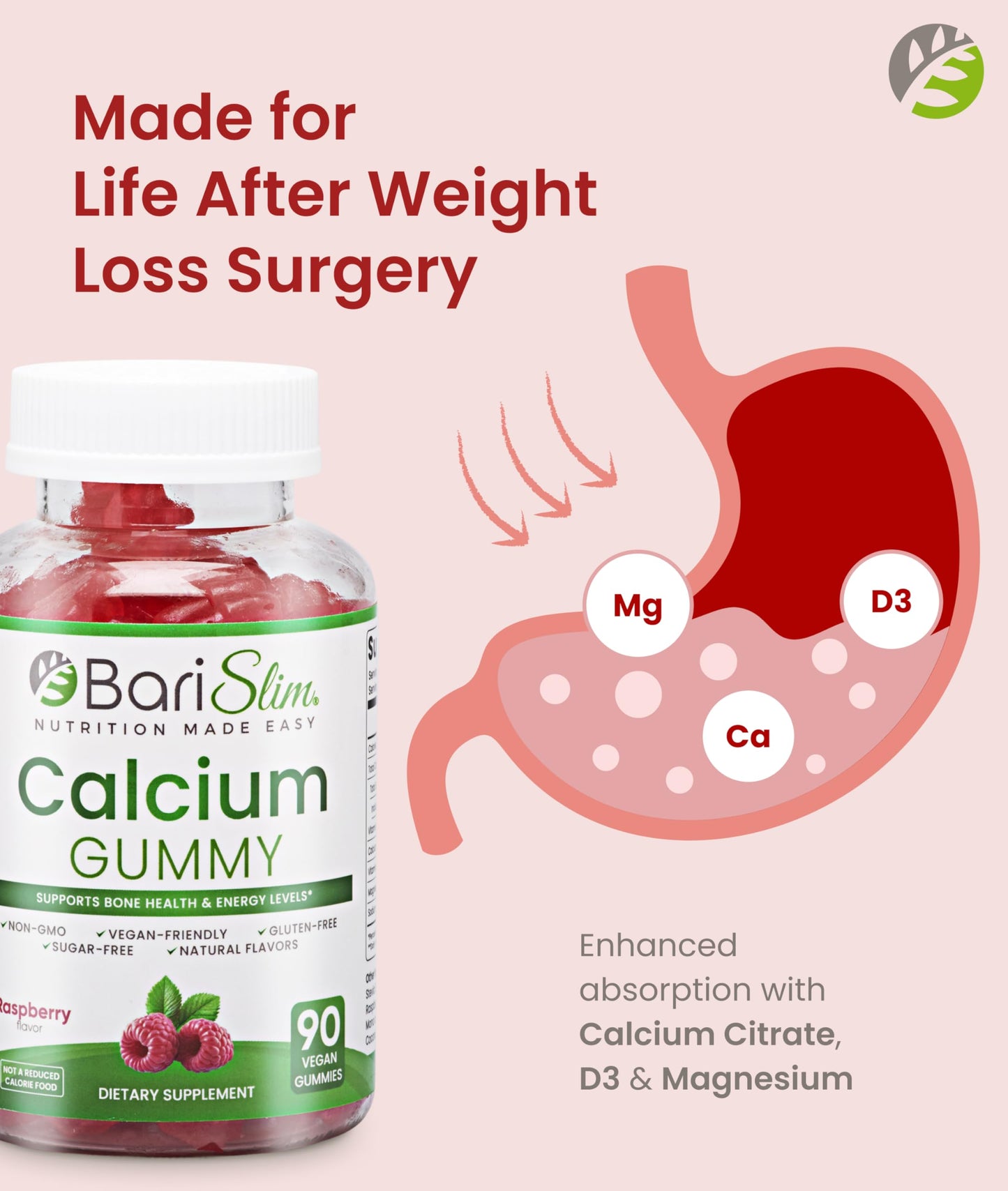 BariSlim Bariatric Calcium Gummies, 90 Count