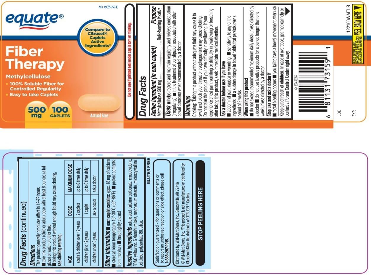 Generic Fiber Therapy Methylcellulose 500mg Caplets 100 Count
