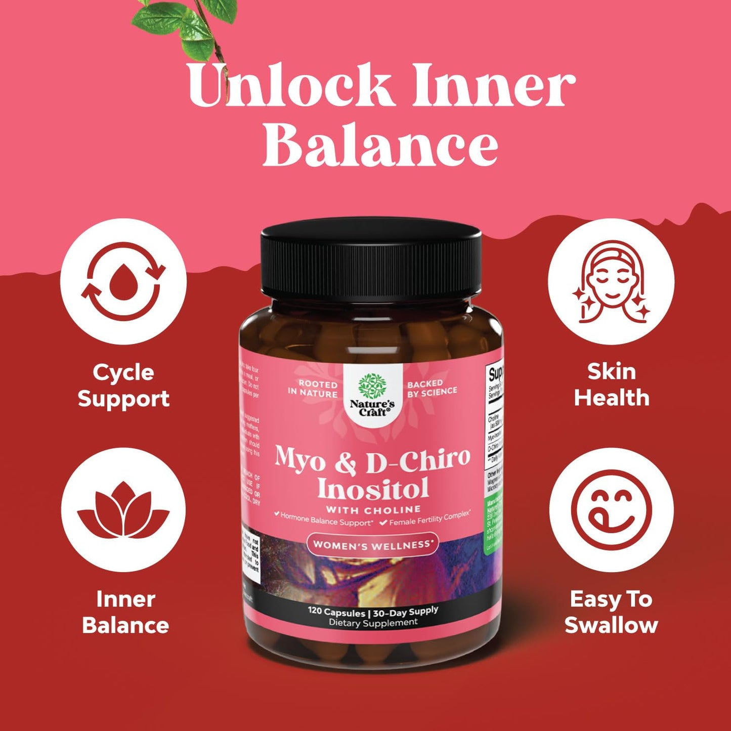 Natures Craft Myo-Inositol & D-Chiro Inositol Capsules 120 Count