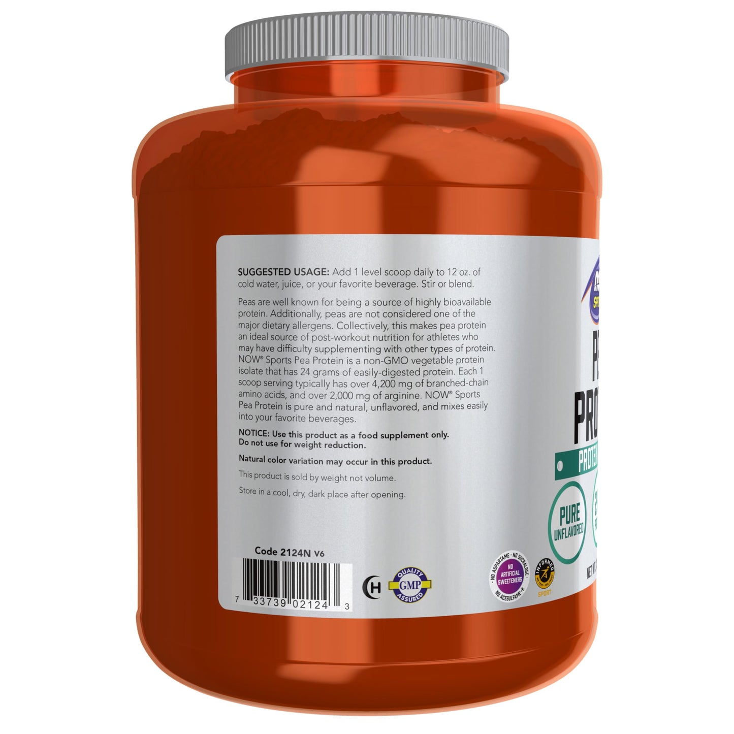 NOW Foods Pea Protein Powder, 7 Pound, 112 Servings