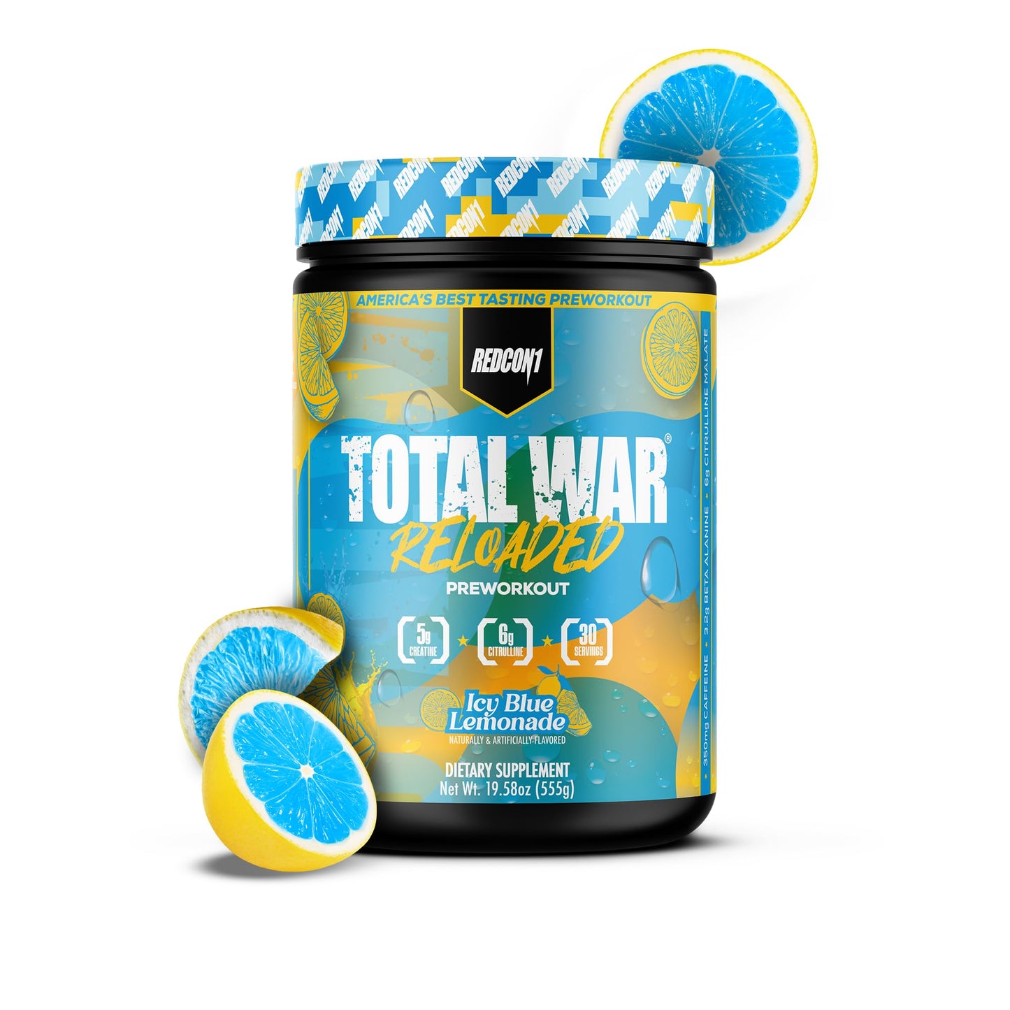 REDCON1 Total War Reloaded Pre Workout Icey Blue Lemonade Powder, 15.66 Ounce