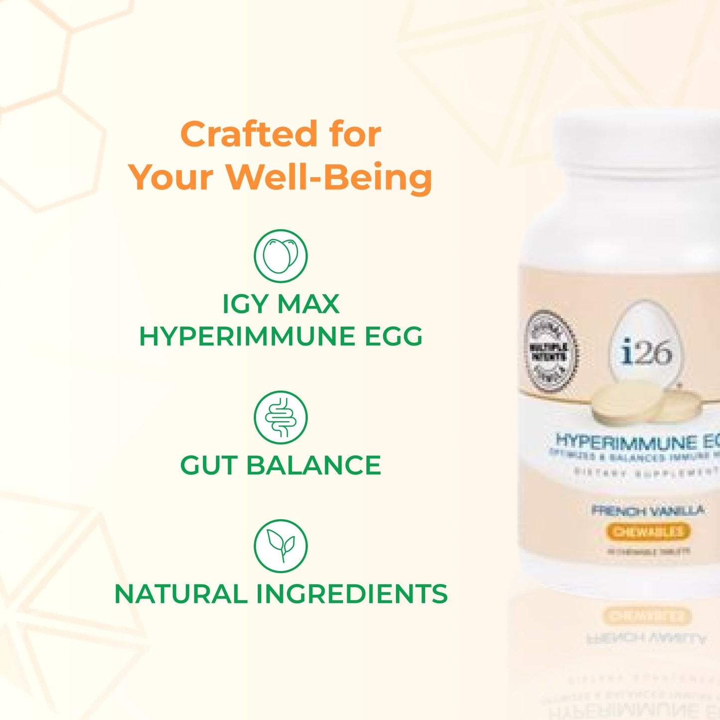 Youngevity i26 Hyperimmune Egg IgY Max French Vanilla Chewable 45 Tablets