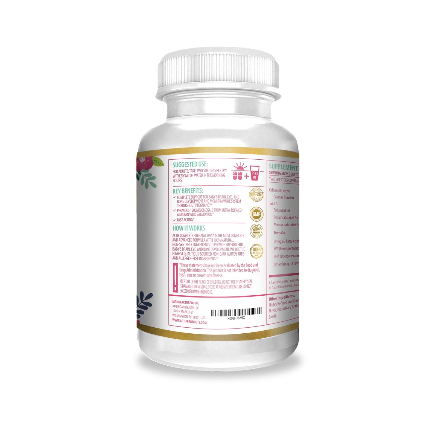 ACTIF Complete Prenatal DHA with 1500mg Omega-3, 90 Gummies