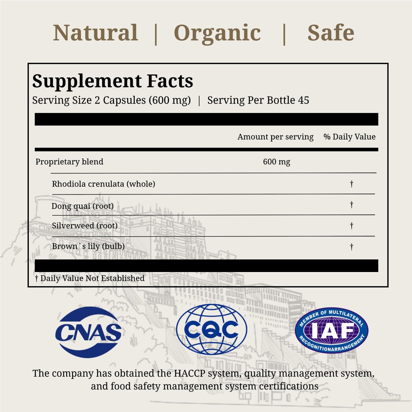 Generic Rhodiola and Angelica Sinensis Dong Quai Herbal Capsule, 1 Count