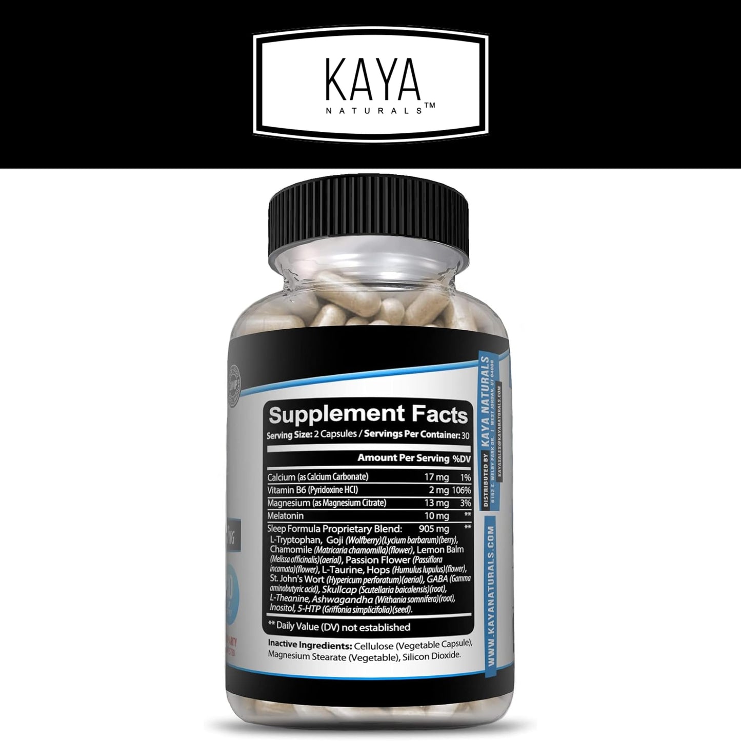 Kaya Naturals Sleep Support Formula with Melatonin Capsules 60 Count