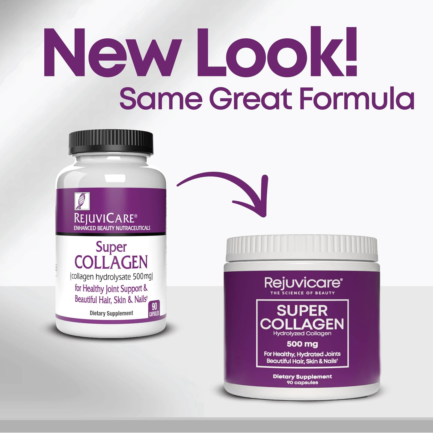 Rejuvicare Super Collagen 500 mg Hydrolyzed Collagen Peptides for Hair, Skin & Nails Capsule 2-Pack
