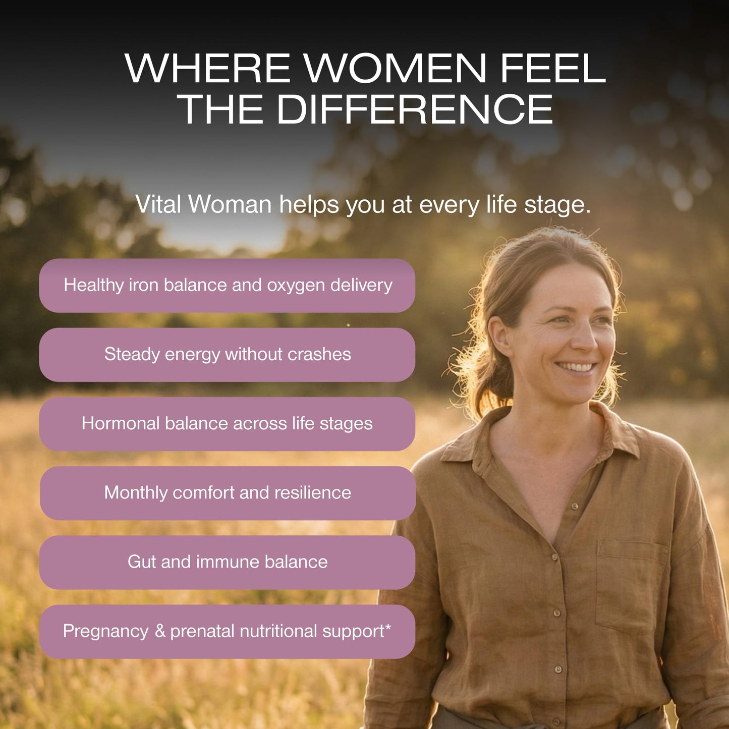 Human Nature Vital Woman Grass-Fed Bison Organ Multivitamin for Women with Iron and Lactoferrin Capsules, 60 Count