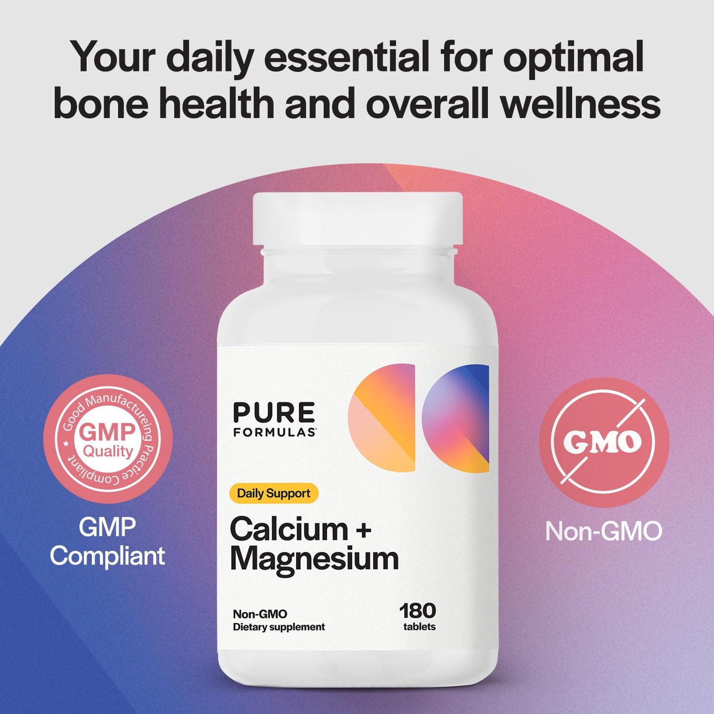 PureFormulas Calcium + Magnesium 180 Tablets