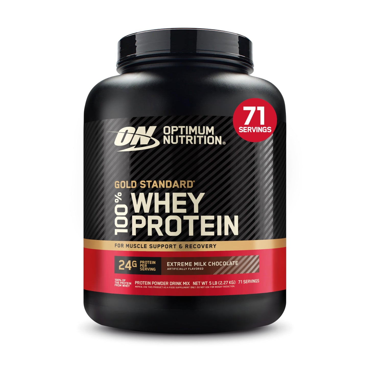 Optimum Nutrition Gold Standard 100% Whey Protein Powder, Extreme Milk Chocolate, 5 Pound, 80 Servings