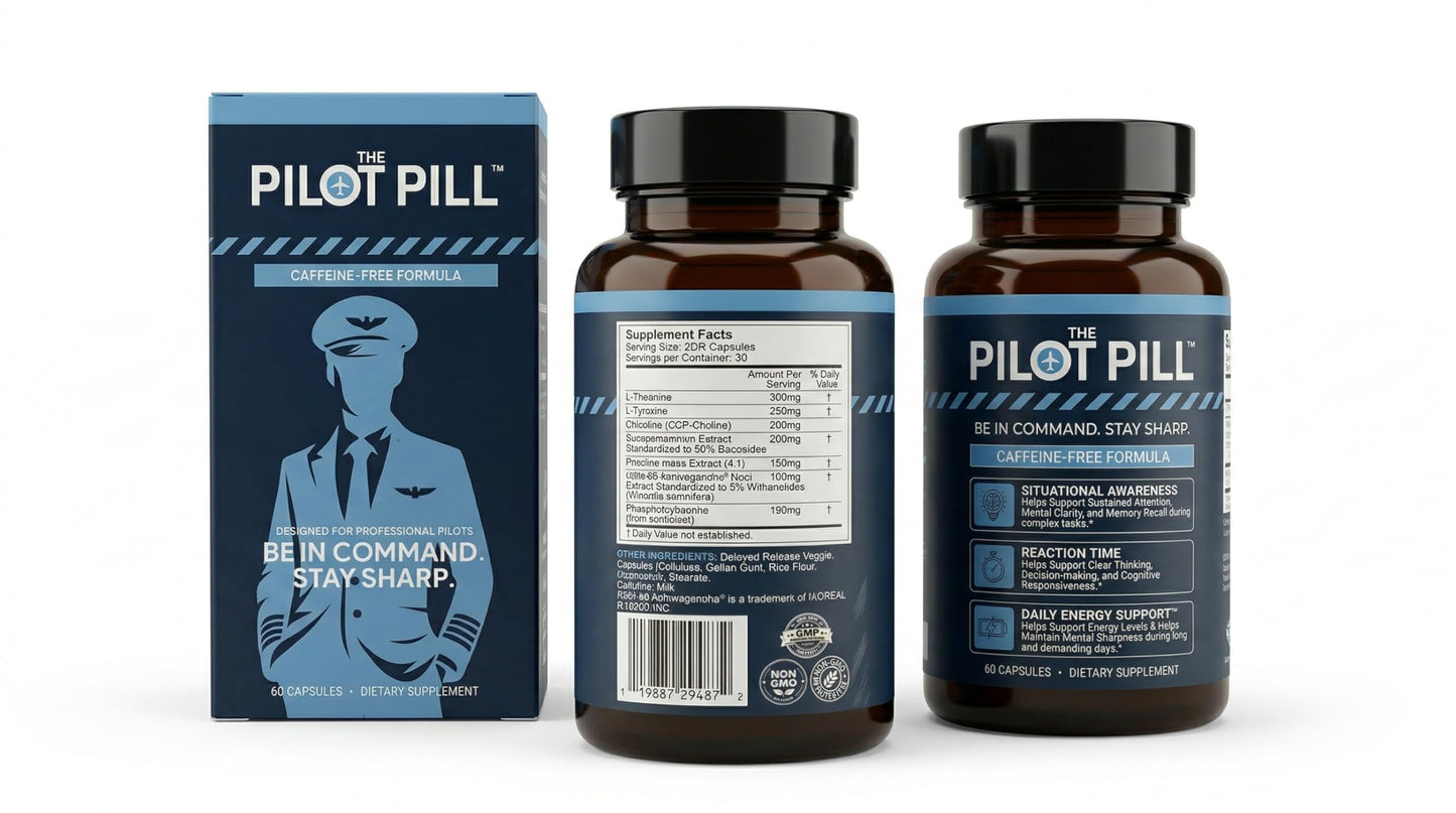 The Pilot Pill Caffeine Free Premium Nootropic for Focus & Mental Clarity 60 Capsules