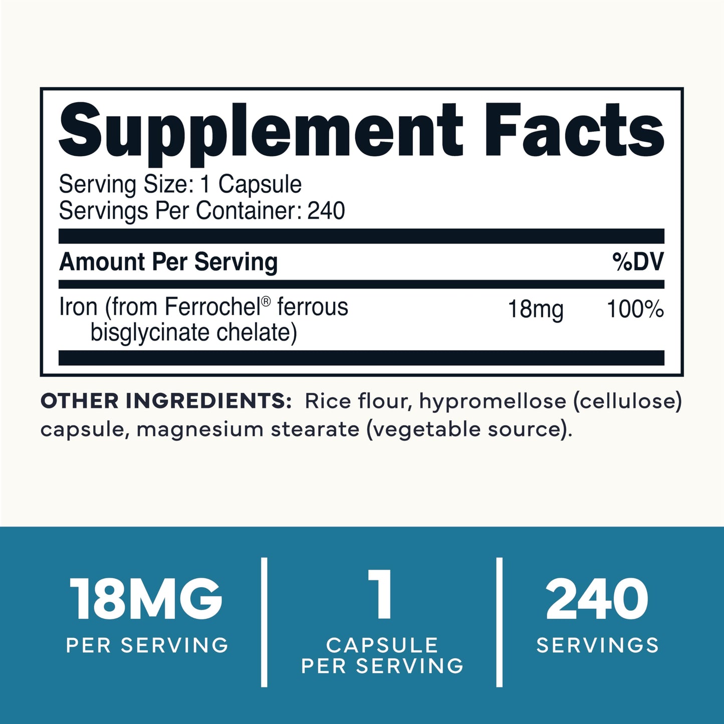 Type Zero Iron Chelate (18mg) Capsules, 240 Count