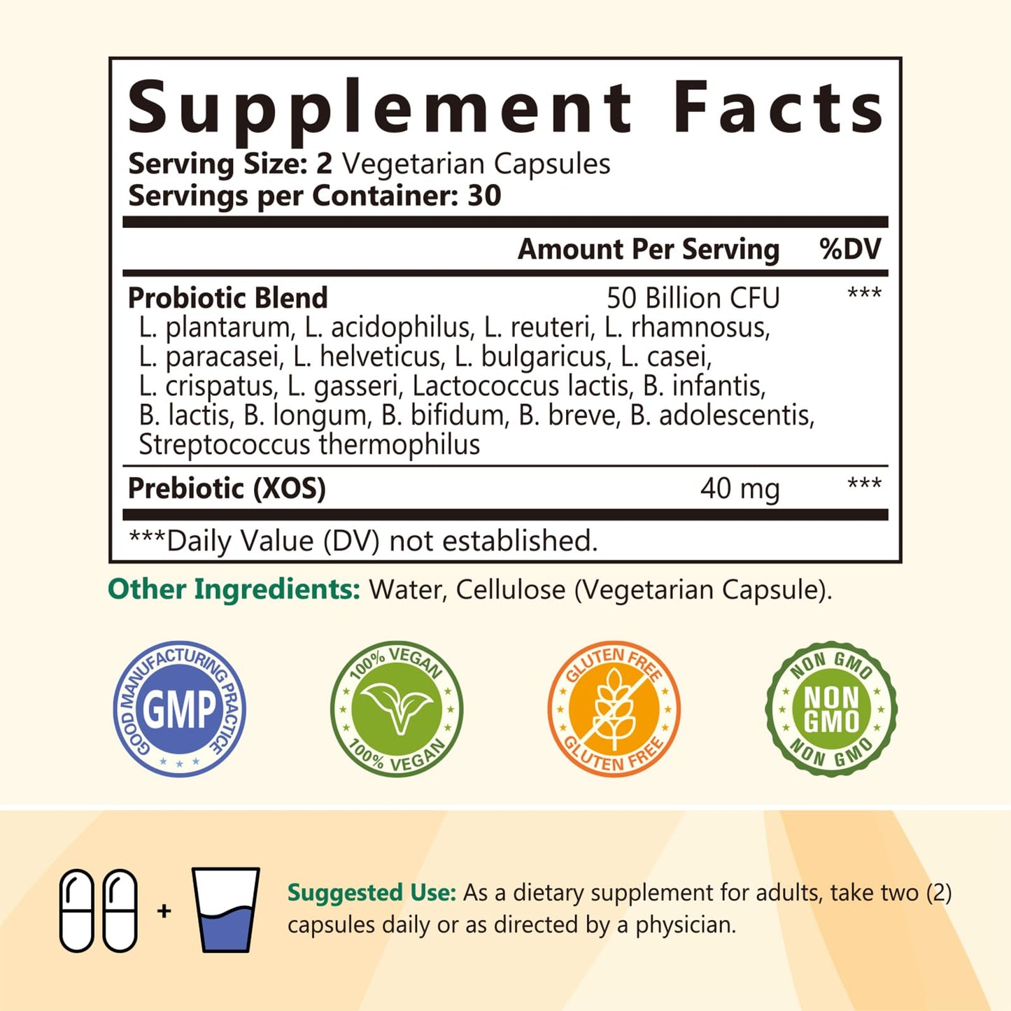 NatureMyst Probiotics 50 Billion per Serving, 18 Probiotic Strains Veggie Capsules, Non-GMO, Gluten Free, 60 Count