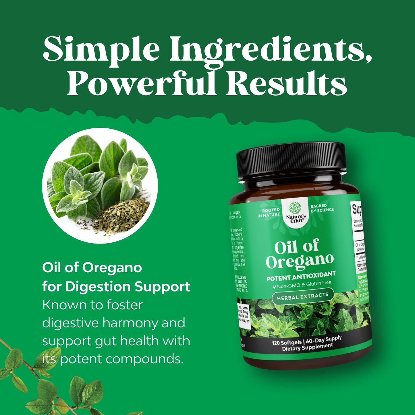 Natures Craft Wild Oregano Oil Softgels, 120 Count