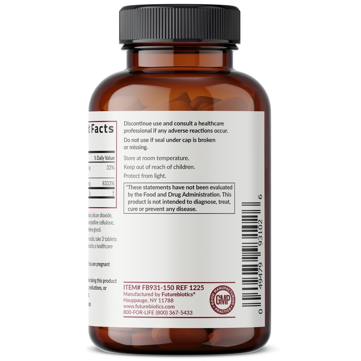 Futurebiotics Collagen Peptides with Biotin & Vitamin C Complex 3-in-1 Formula for Hair, Skin & Nails Support Non-GMO 150 Tablets