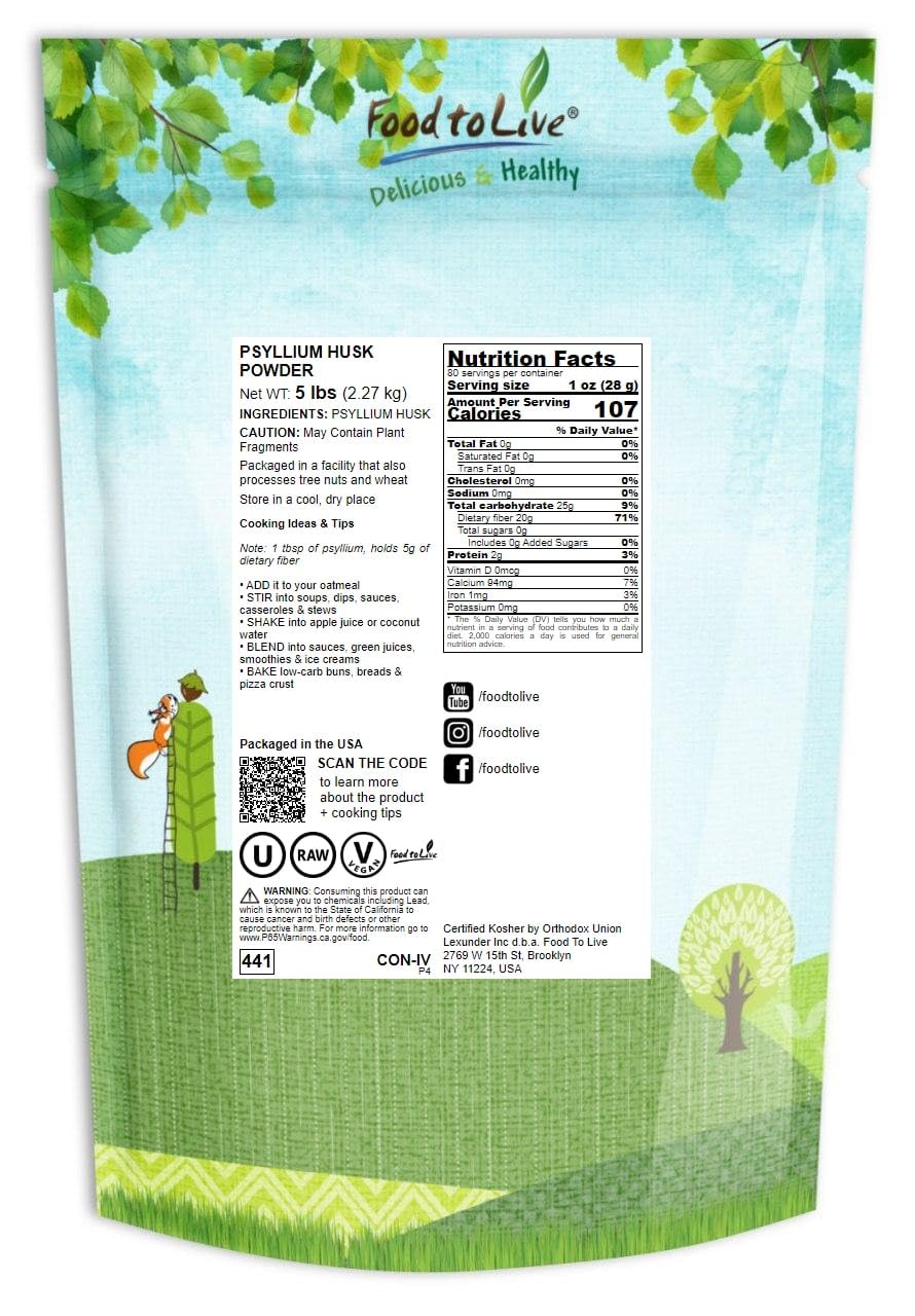 Food to Live Psyllium Husk Powder 80