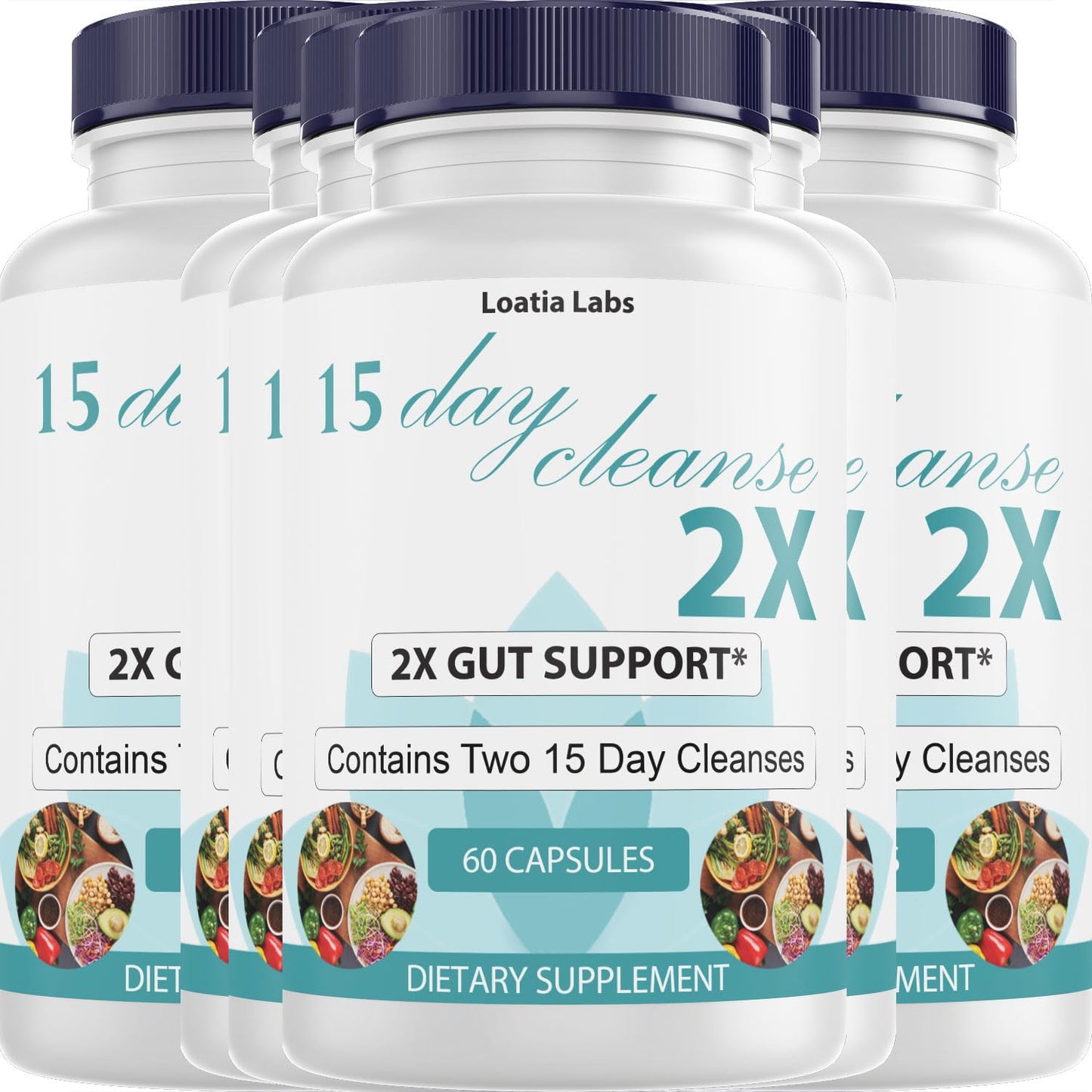 Loatia Labs 15 Day Cleanse 2X Double Gut & Colon Support Capsules 360 Count