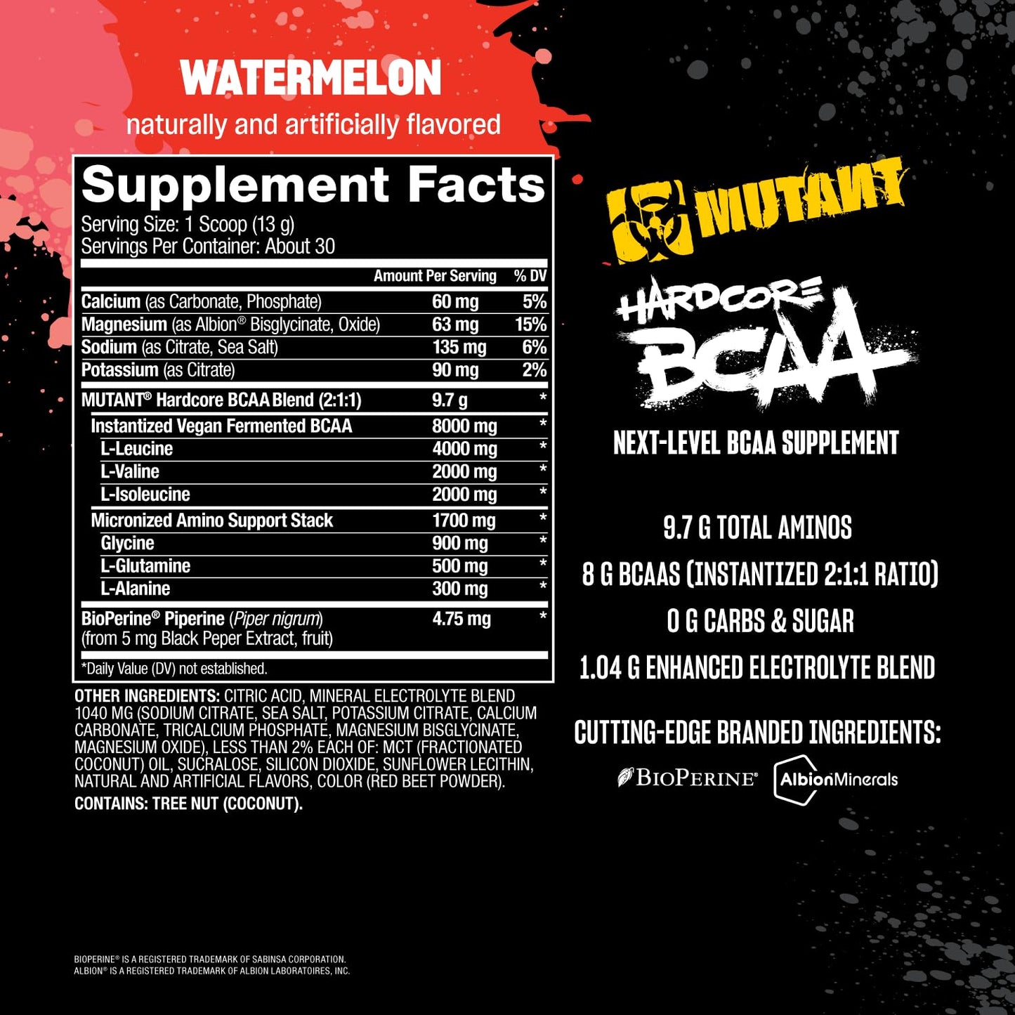 Mutant Hardcore BCAA Powder Watermelon 13.8 Ounce