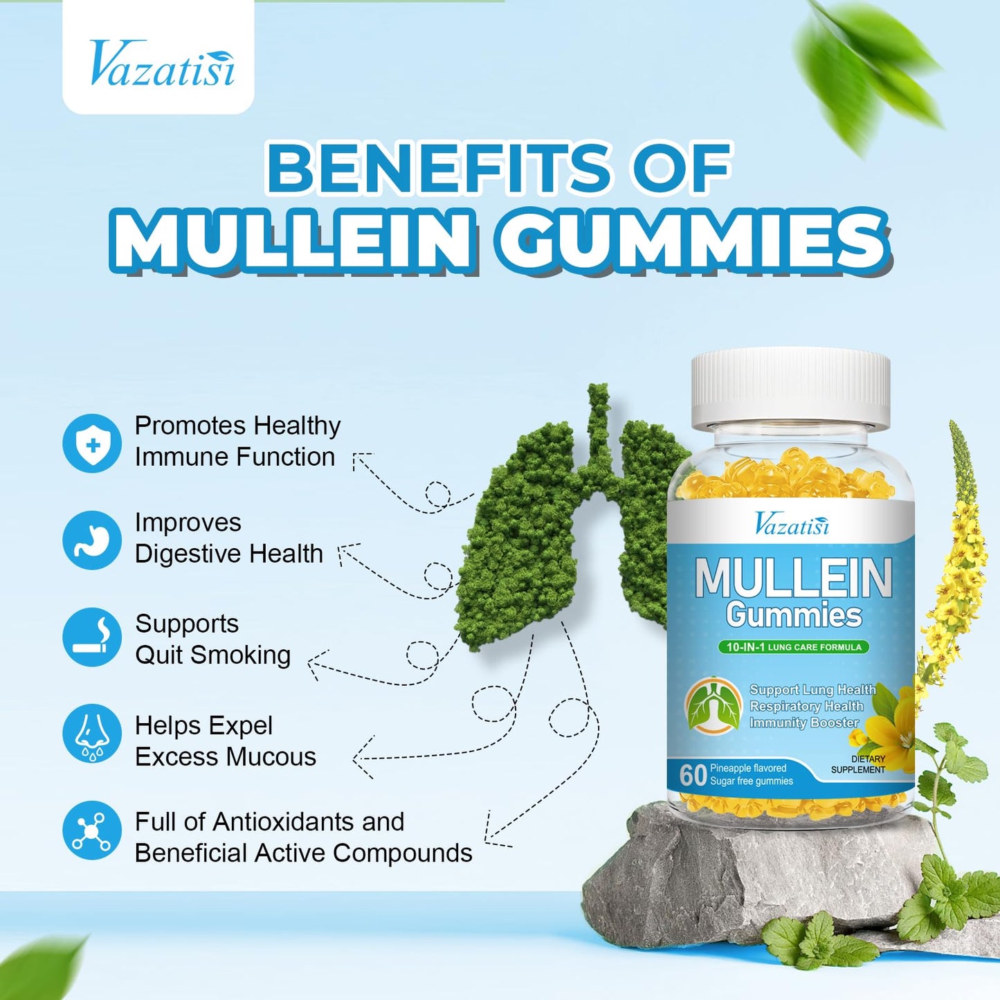 Vazatisi Mullein Gummies 120 Count