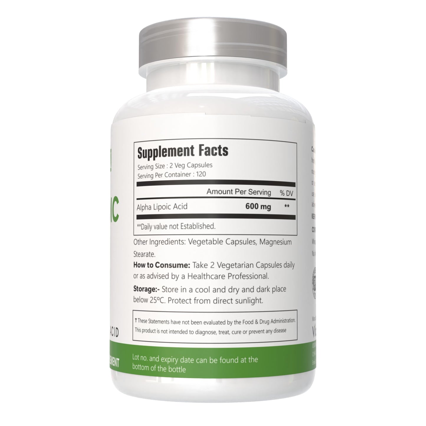 VitaCosmoX Alpha Lipoic Acid Supplement 600 mg per Serving 480 Capsules