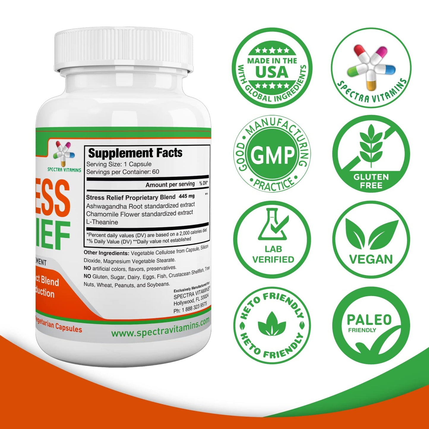 Spectra Vitamins Stress Relief for Adults Capsules 60 Count