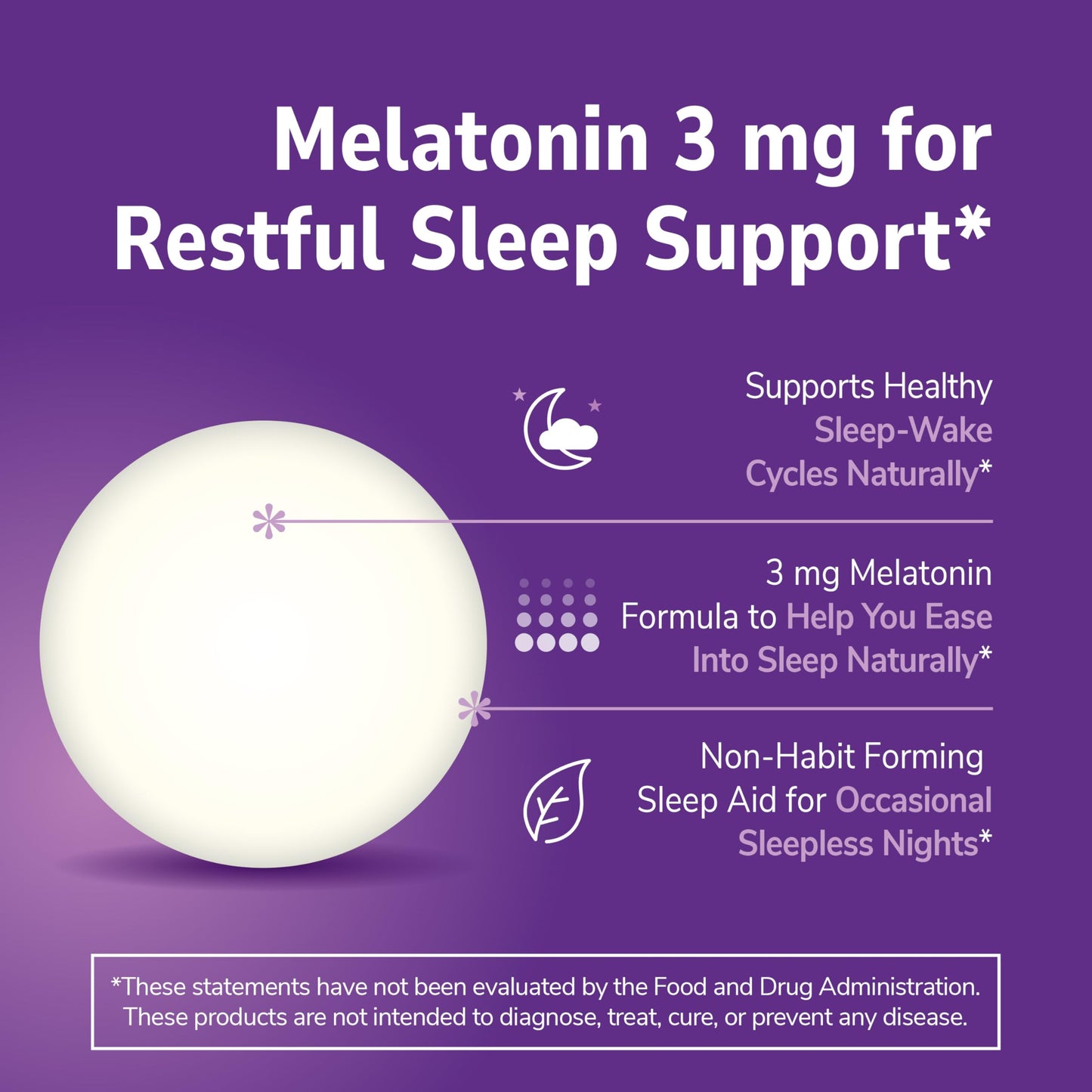 21st Century Melatonin 3mg Gentle Strength Tablets, 200 Count
