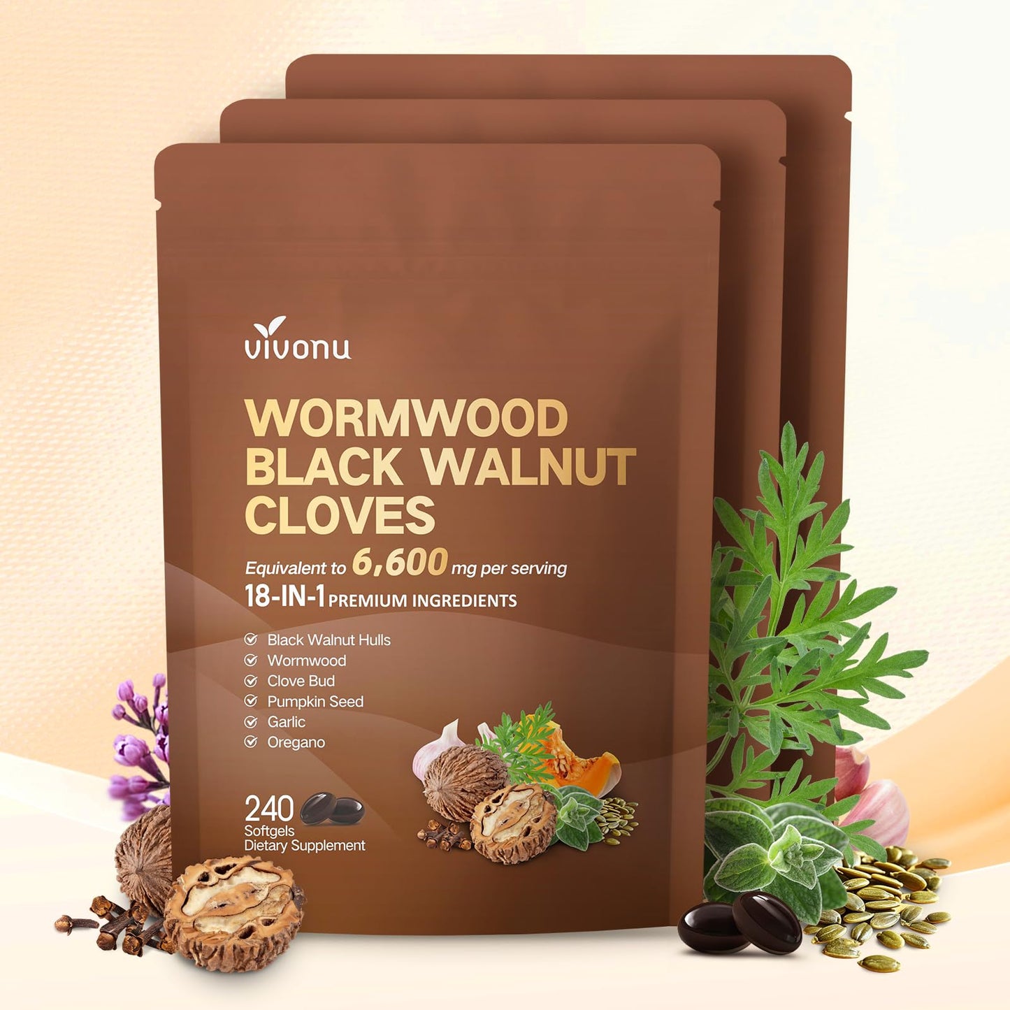 VivoNu 18-in-1 Black Walnut Wormwood Cleanse Softgel 1 Count