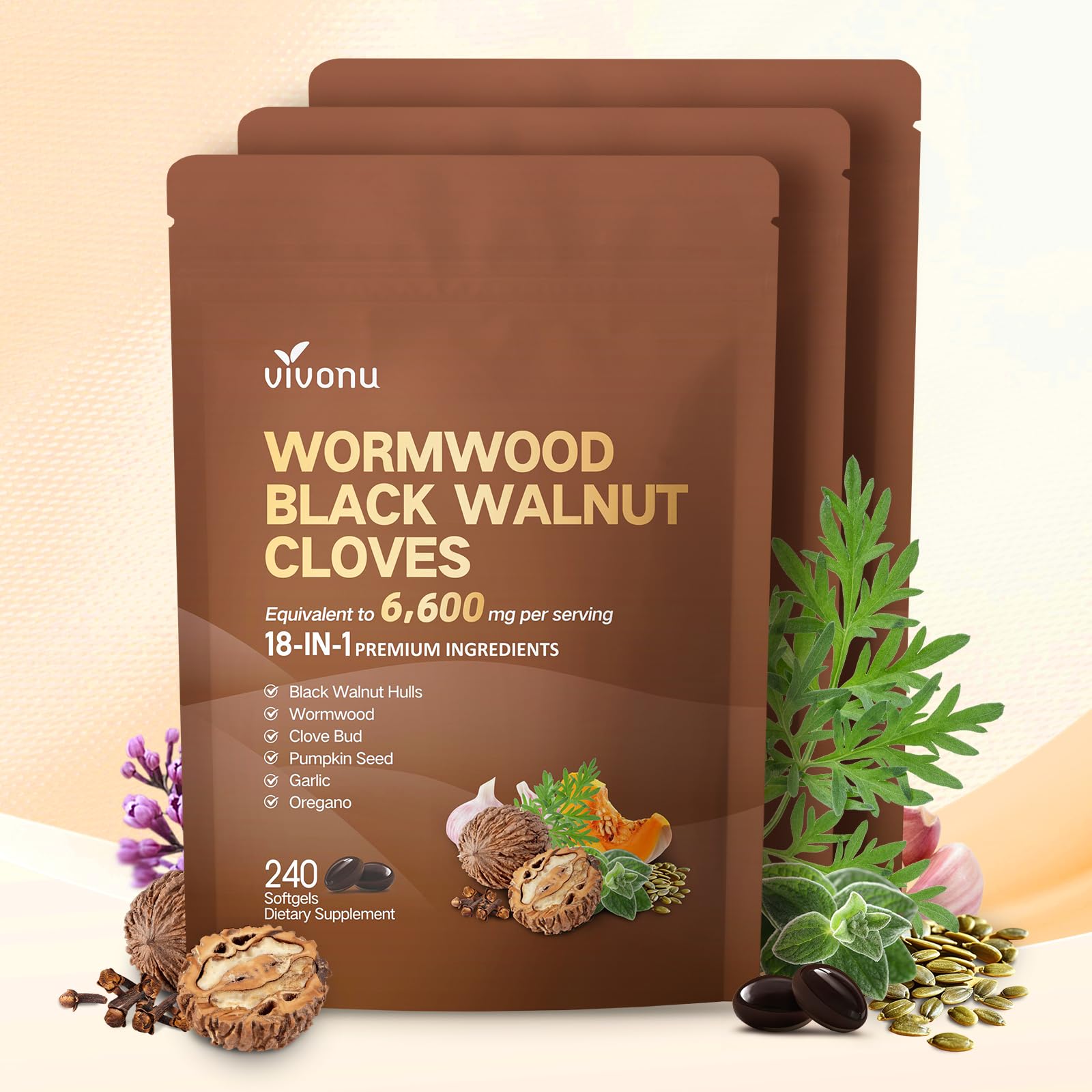 VivoNu 18-in-1 Black Walnut Wormwood Cleanse Softgel 1 Count