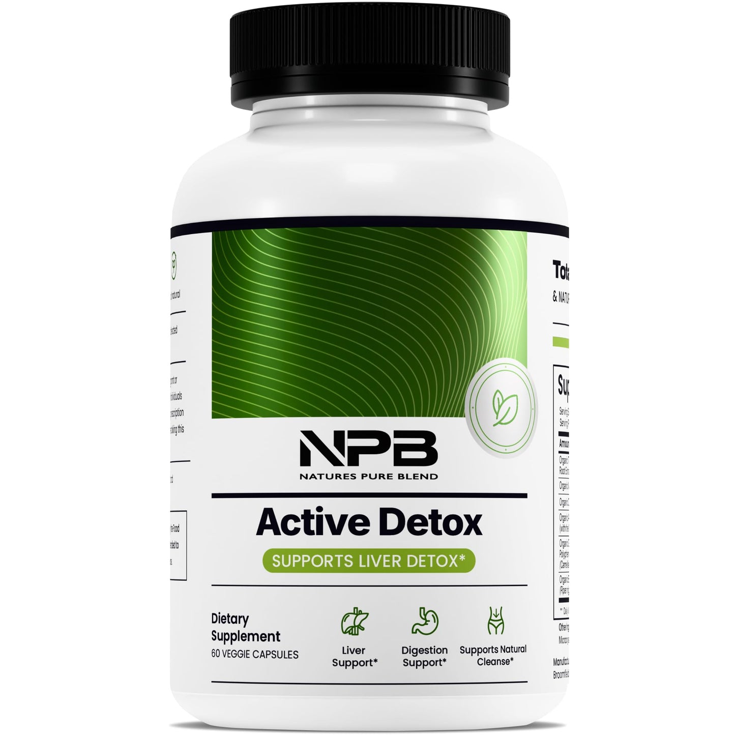 Nature's Pure Blend Active Detox Cleanse – Organic Turmeric Supplement with Apple Cider Vinegar for Digestive Support – Body Detox for Men to Promote Balance & Vitality – Green Tea & Milk Thistle Capsule 60 Count