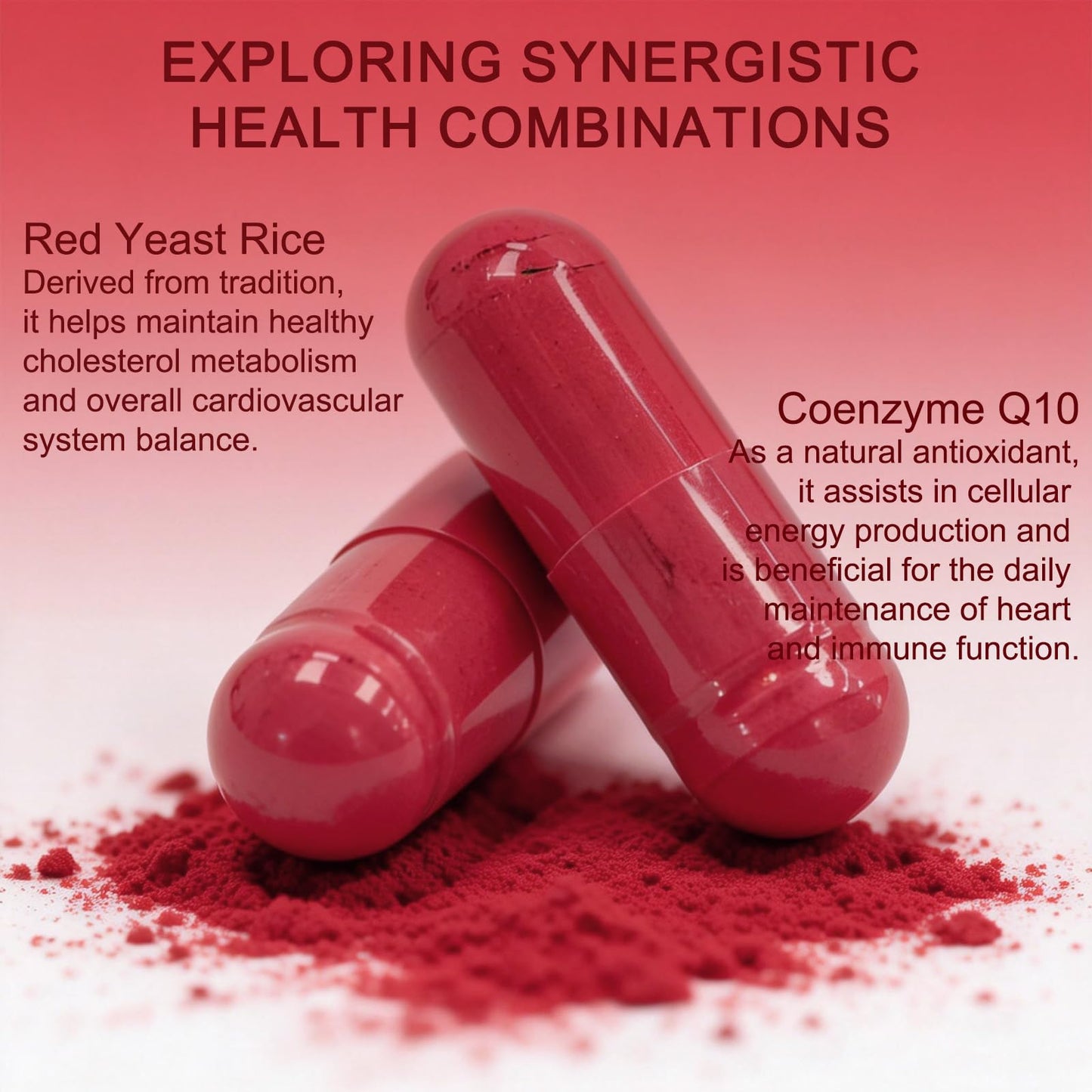OUHENGTEK Red Yeast Rice with CoQ10 Dietary Supplement, 120 Capsules