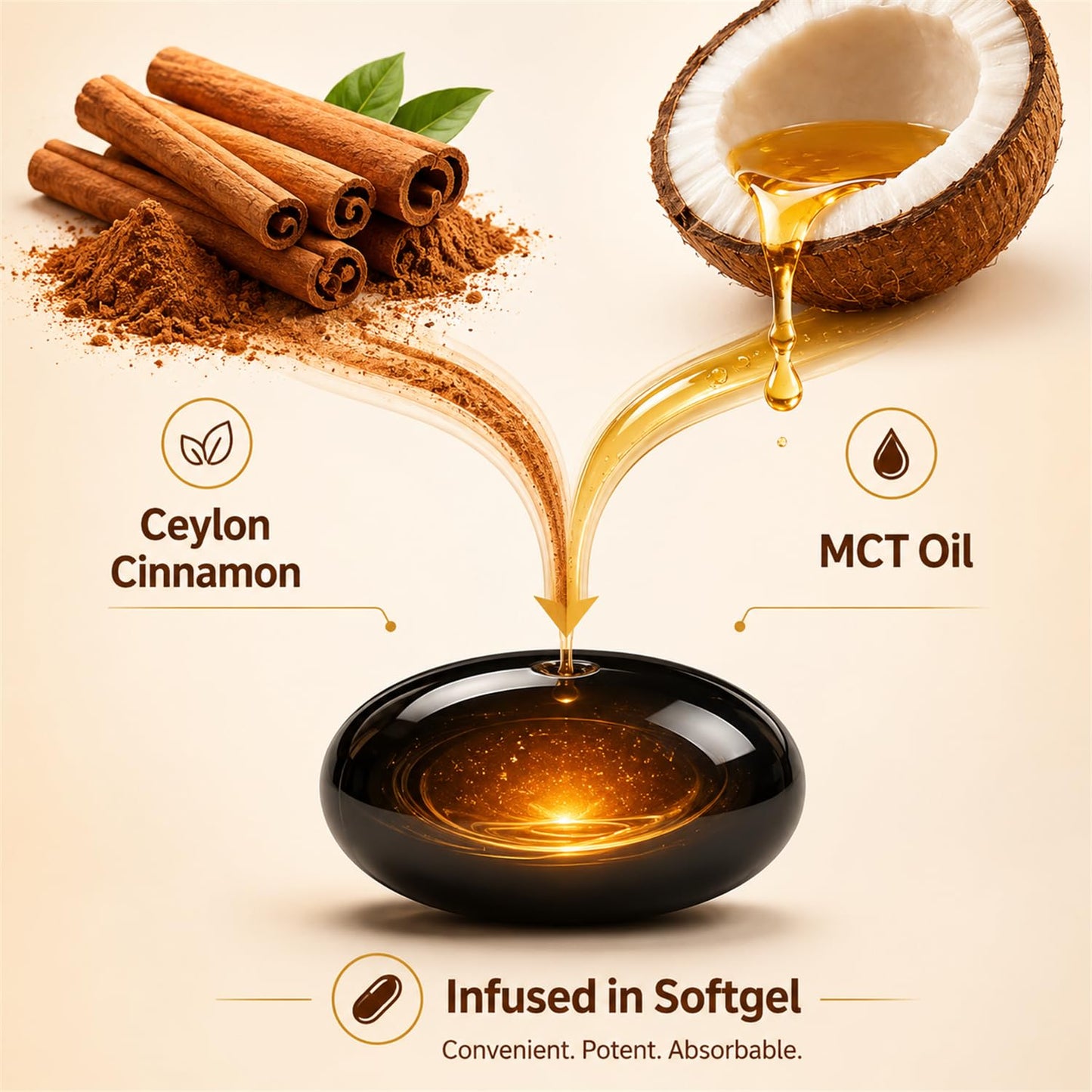 Zoone Ceylon Cinnamon Softgels with MCT Oil, Herbal Extract, 300 Softgels