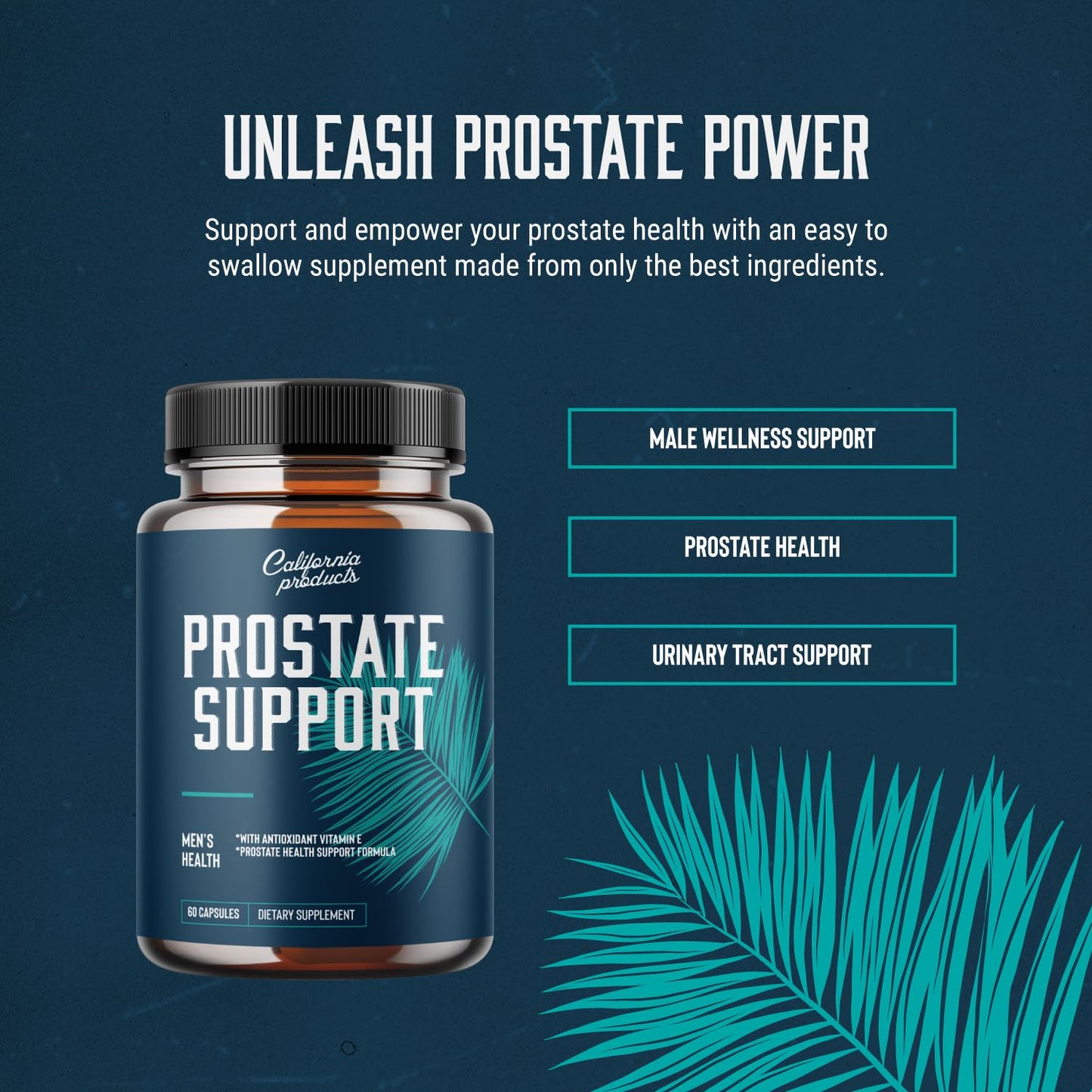 California Products Prostate Support Supplement for Men with Pygeum & Saw Palmetto Capsule, 60 Count