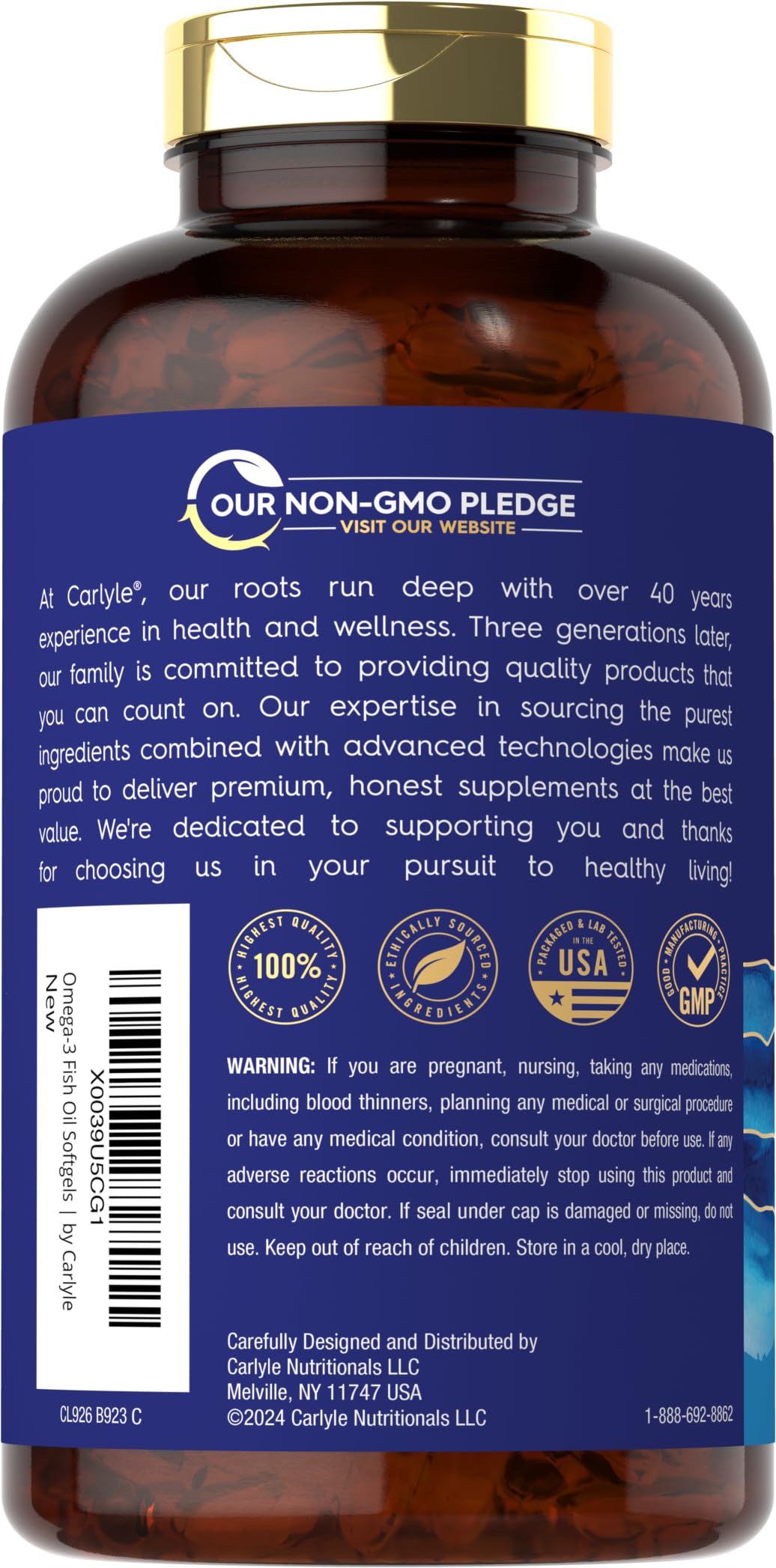 Carlyle Burpless Fish Oil 3600 mg Softgel, 300 Softgels