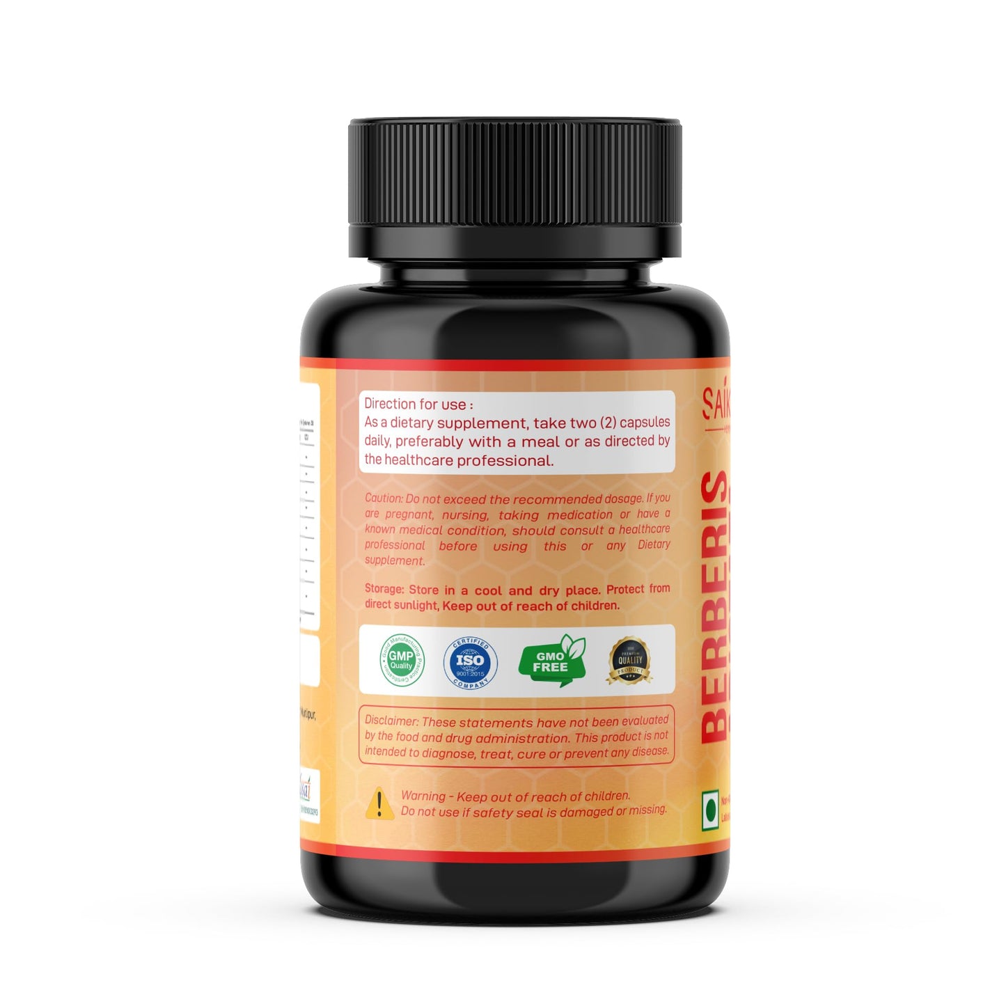 SAIKOU HERBS Berberine HCL Extract 1300mg with Milk Thistle, Ceylon Cinnamon, Gymnema Sylvestre & Turmeric Capsules, 60-count