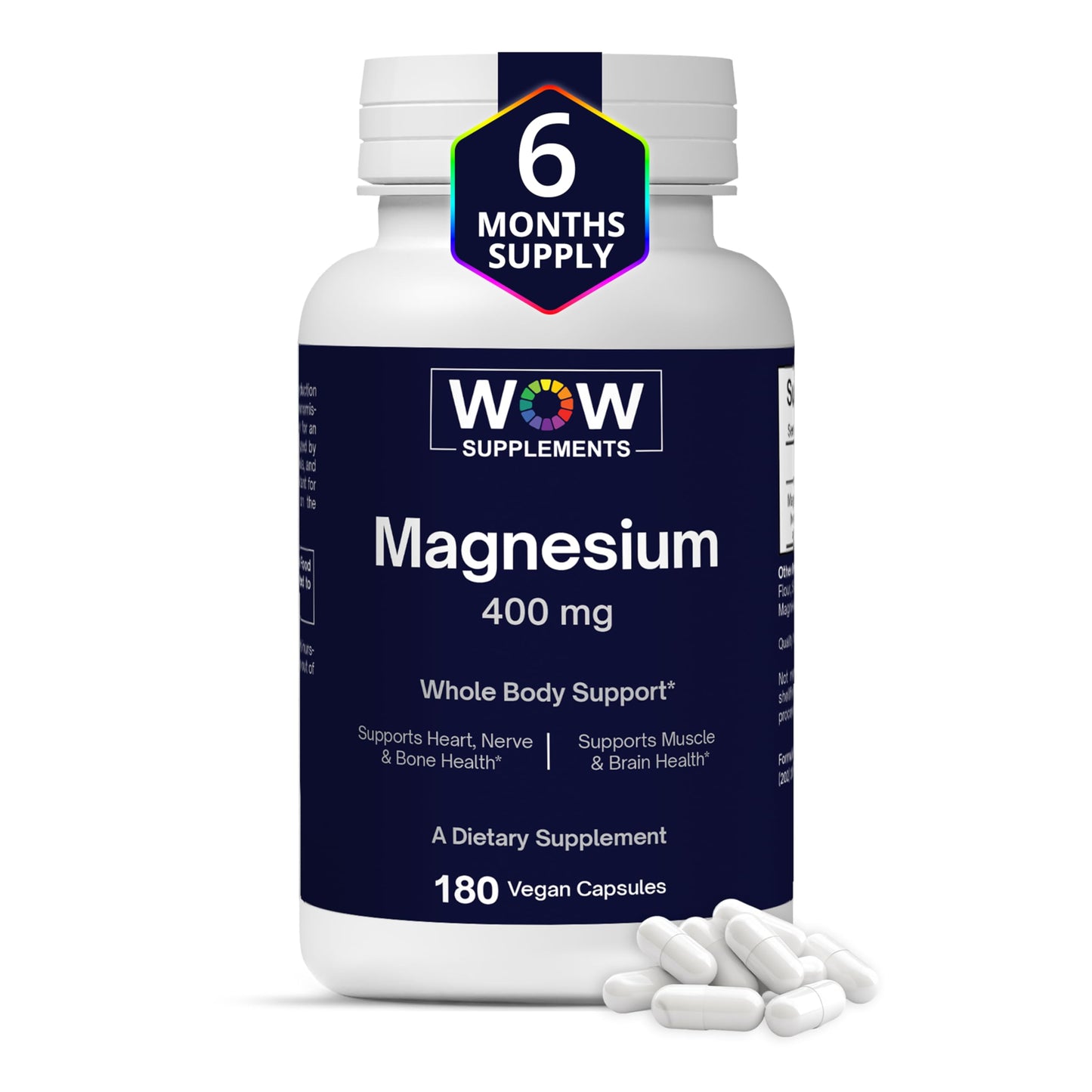 WOW Supplements Magnesium 400 mg Complex Capsule, 180 Capsules