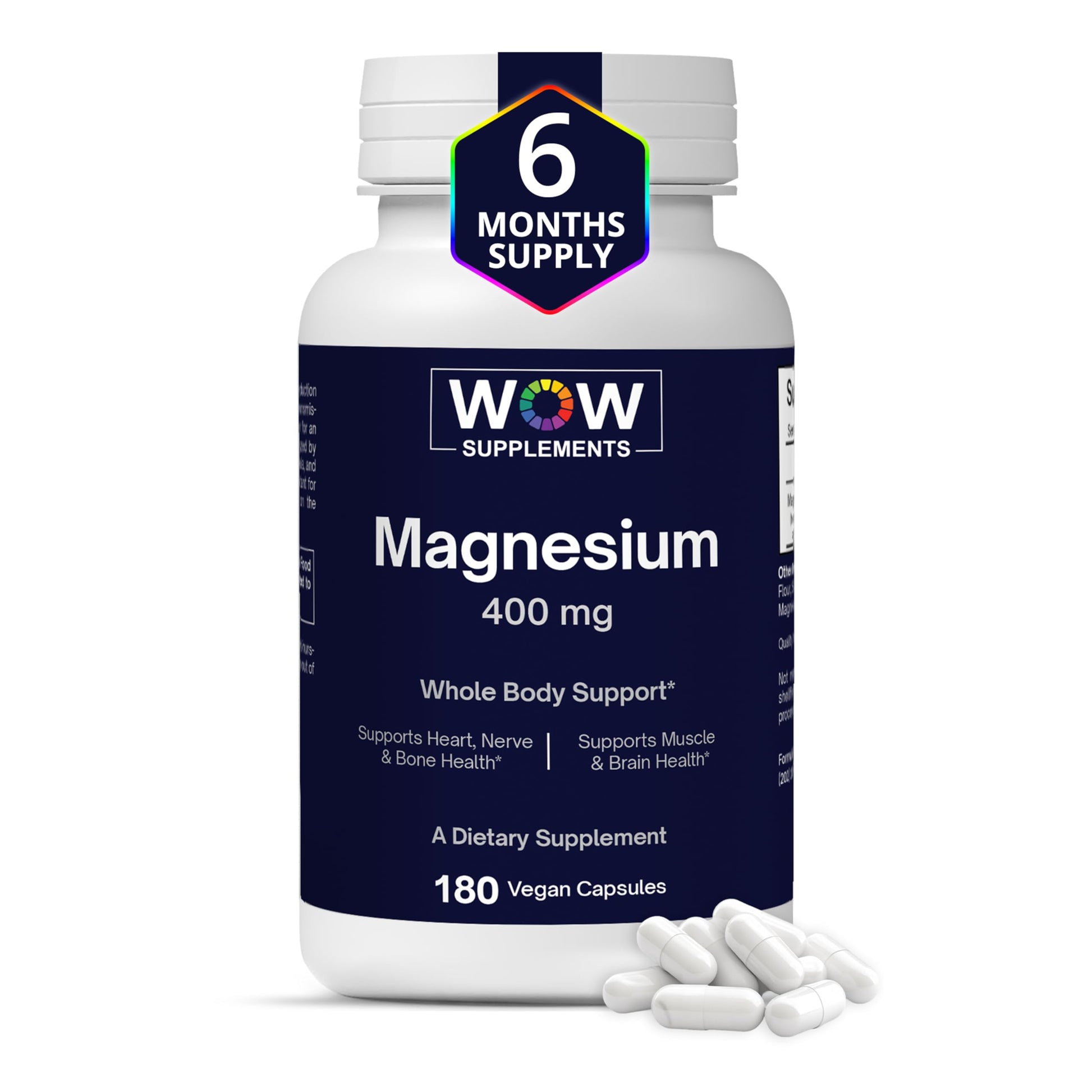 WOW Supplements Magnesium 400 mg Complex Capsule, 180 Capsules