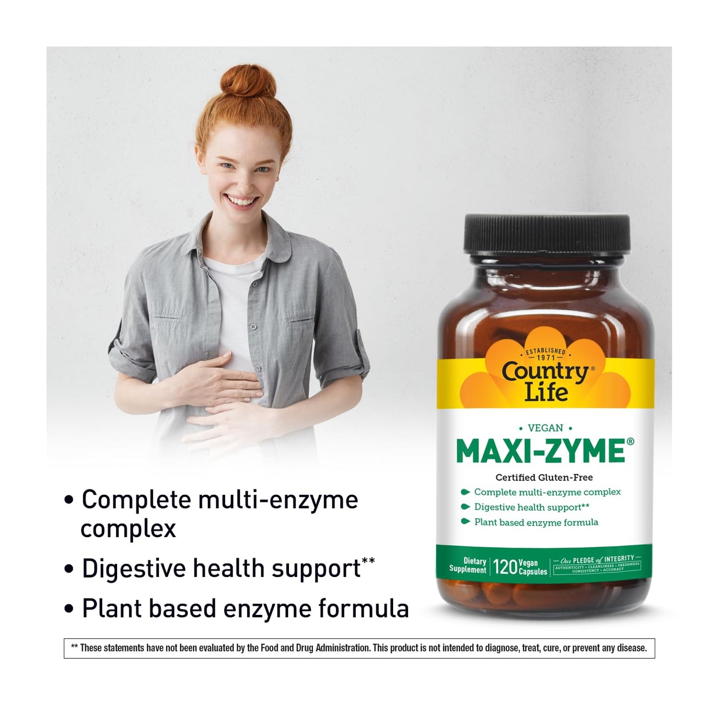 Country Life Maxi-Zyme Digestive Enzyme Complex Capsules 120