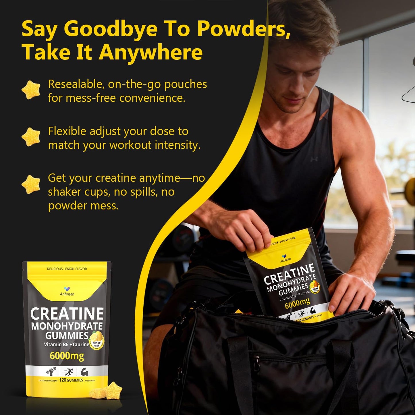Anfinsen Sugar-Free Creatine Gummies 6000mg, 120 Gummies