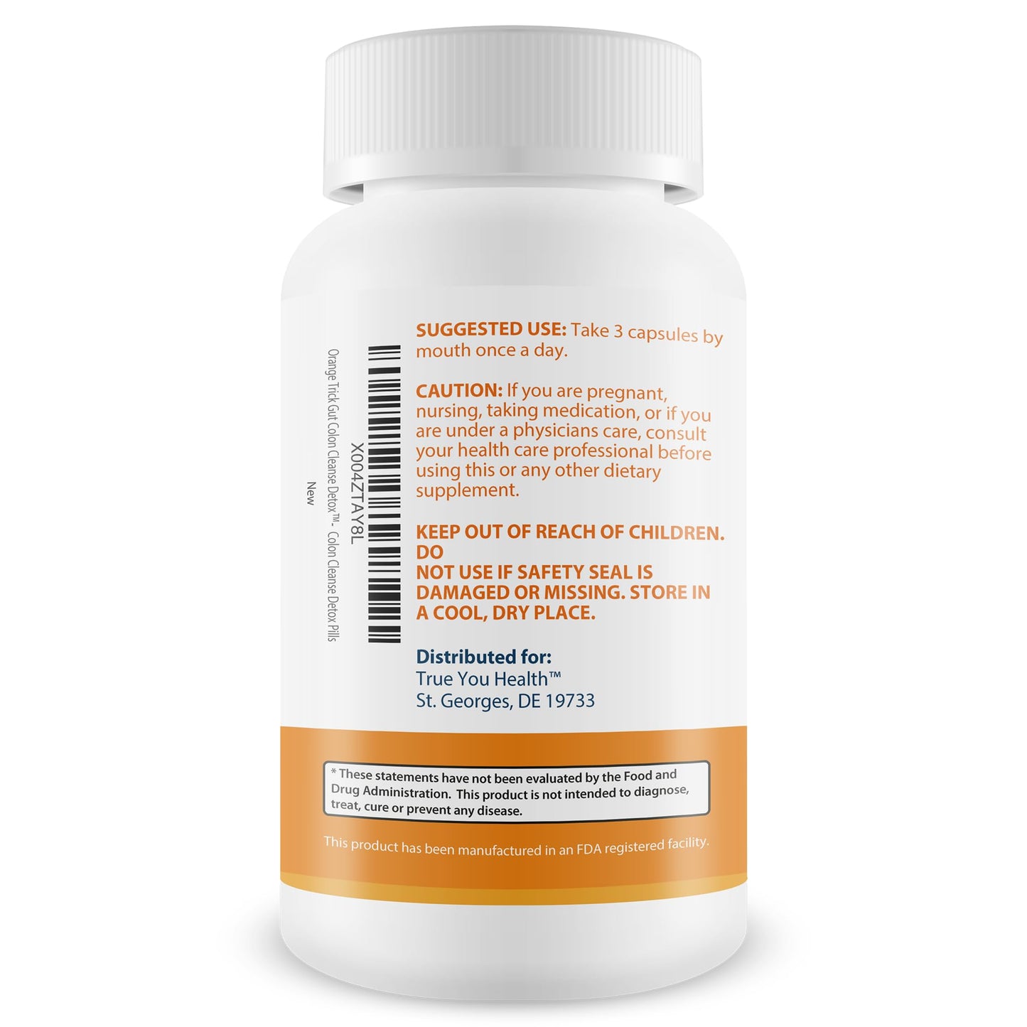 True You Health Orange Trick Gut Cleanse Detox Capsules, 90 Count
