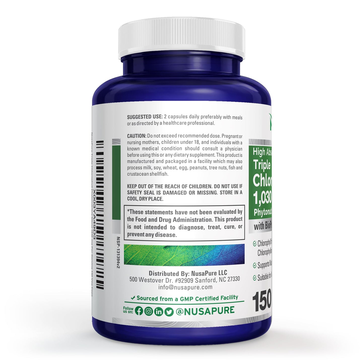 NusaPure Triple Chlorophyll 1030mg Capsules 150