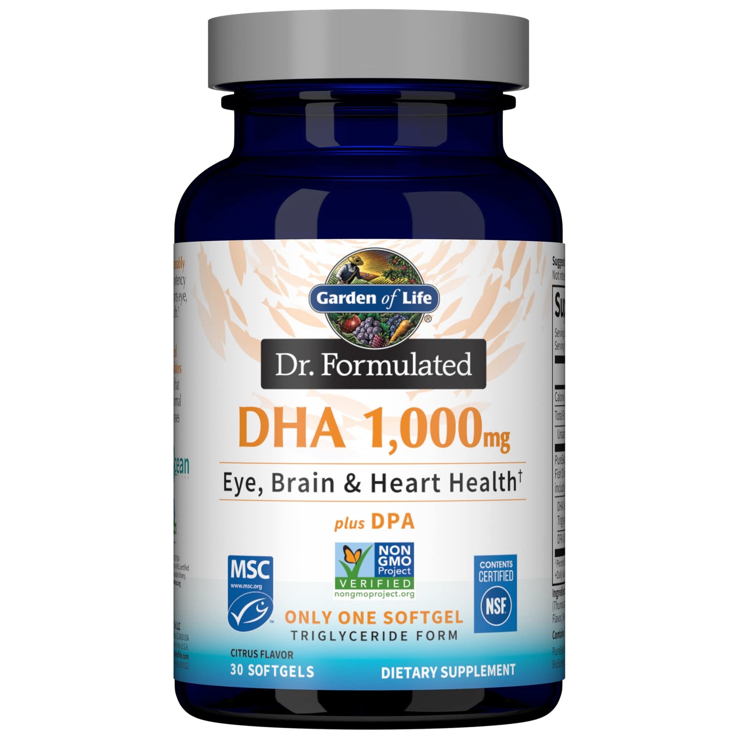 Garden of Life Dr. Formulated DHA 1000mg Fish Oil - Lemon, Once Daily, 30 Softgels