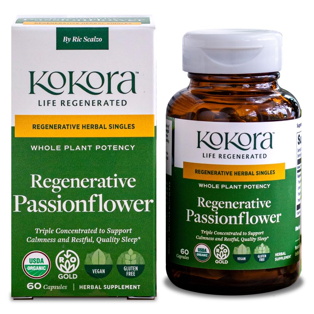 kokora Passionflower Herbal Supplement Sleep Support 60 Capsules