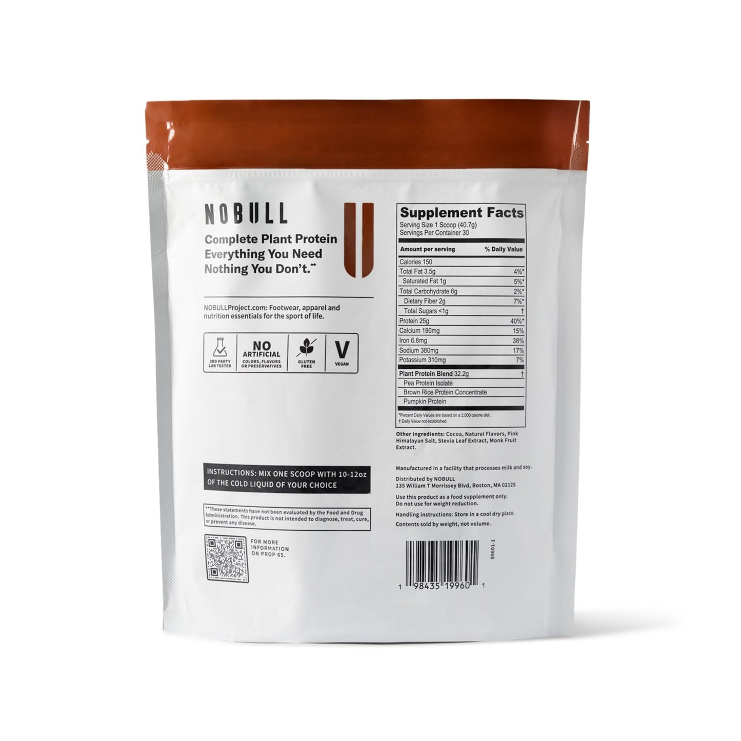NOBULL Plant-Based Protein Powder, Chocolate, 30 Servings